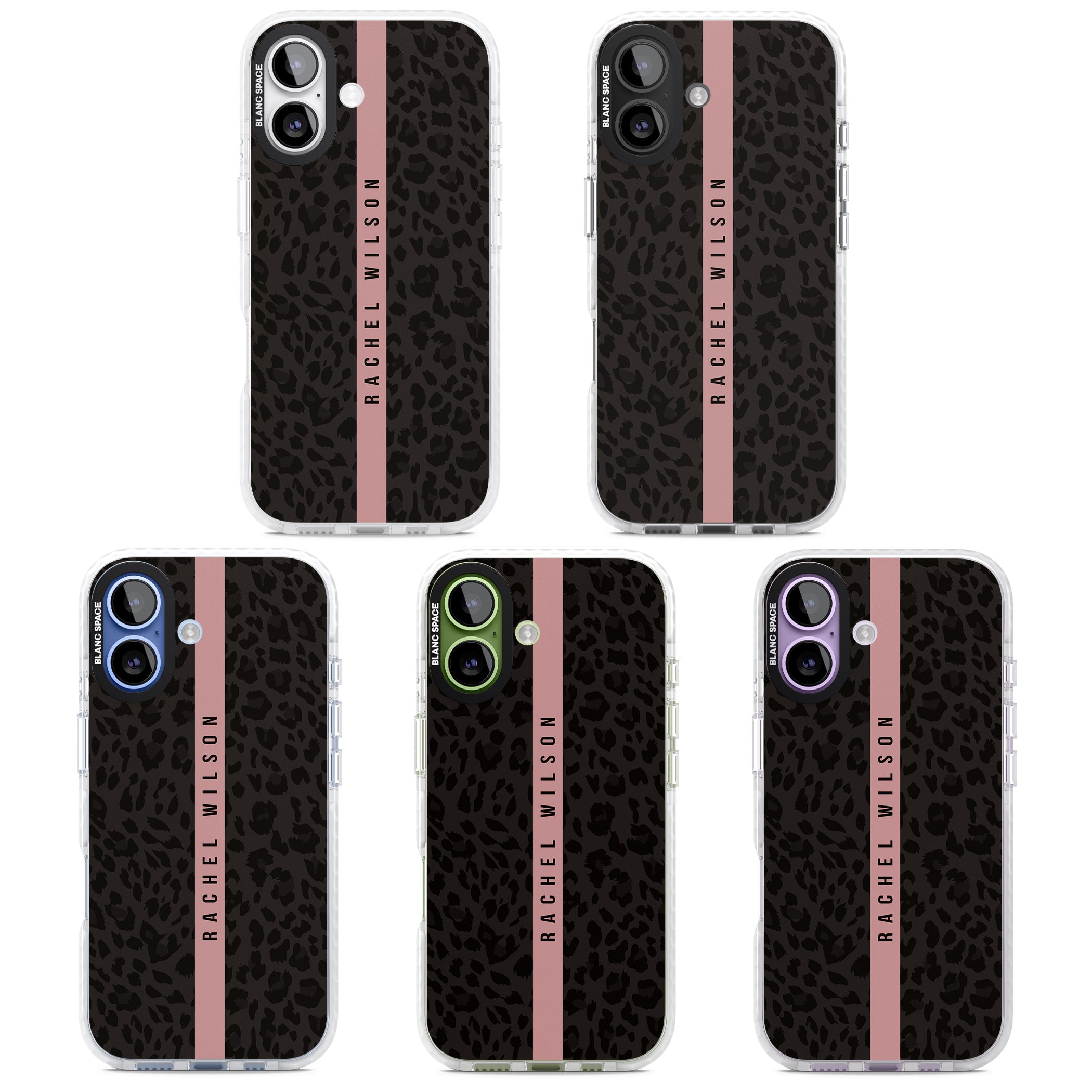 Personalised Pink Stripe Leopard iPhone 17 Impact Pro Clear Phone Case APT Impact Protection