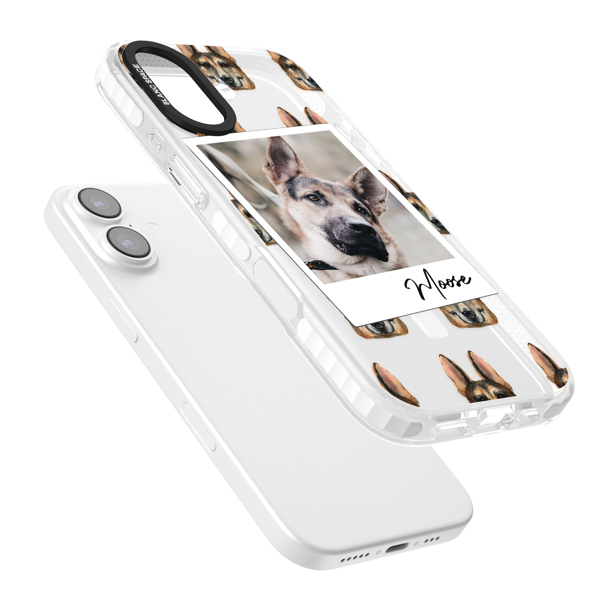 Personalised German Shepherd Instant Camera Photo iPhone 17 Impact Pro Clear Phone Case Colours
