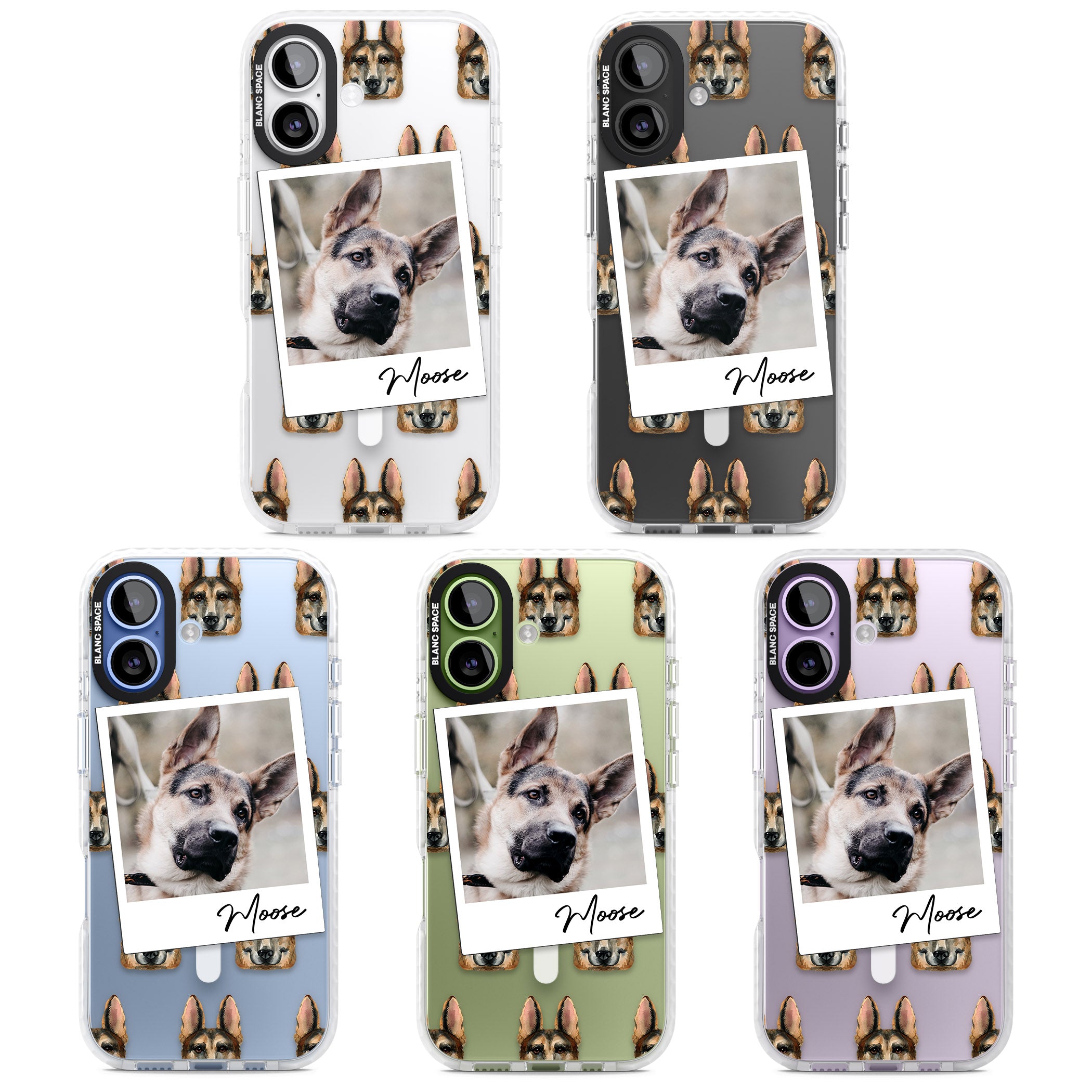 Personalised German Shepherd Instant Camera Photo iPhone 17 Impact Pro Clear Phone Case APT Impact Protection