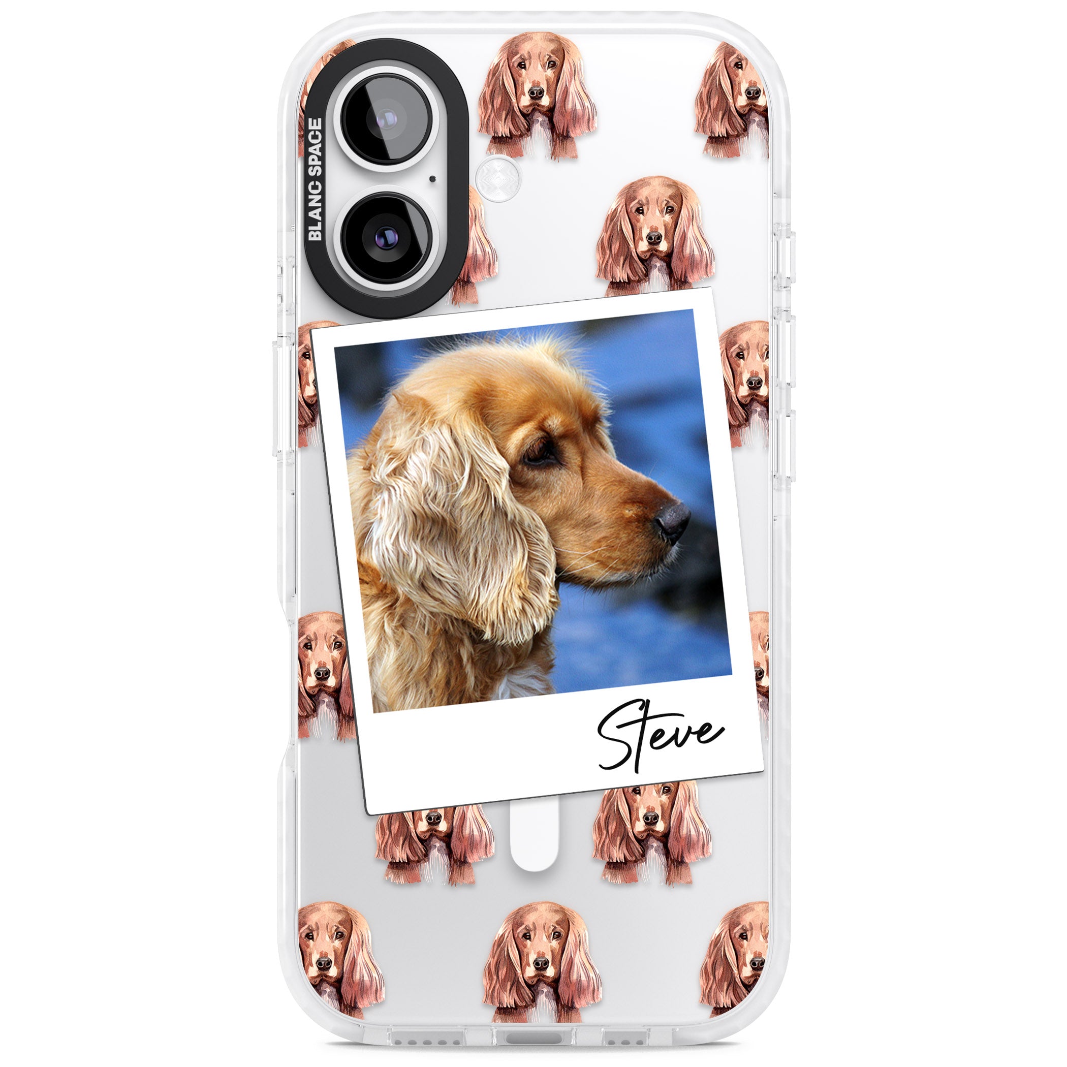 Personalised Cocker Spaniel Instant Camera Photo iPhone 17 Impact Pro Clear Phone Case