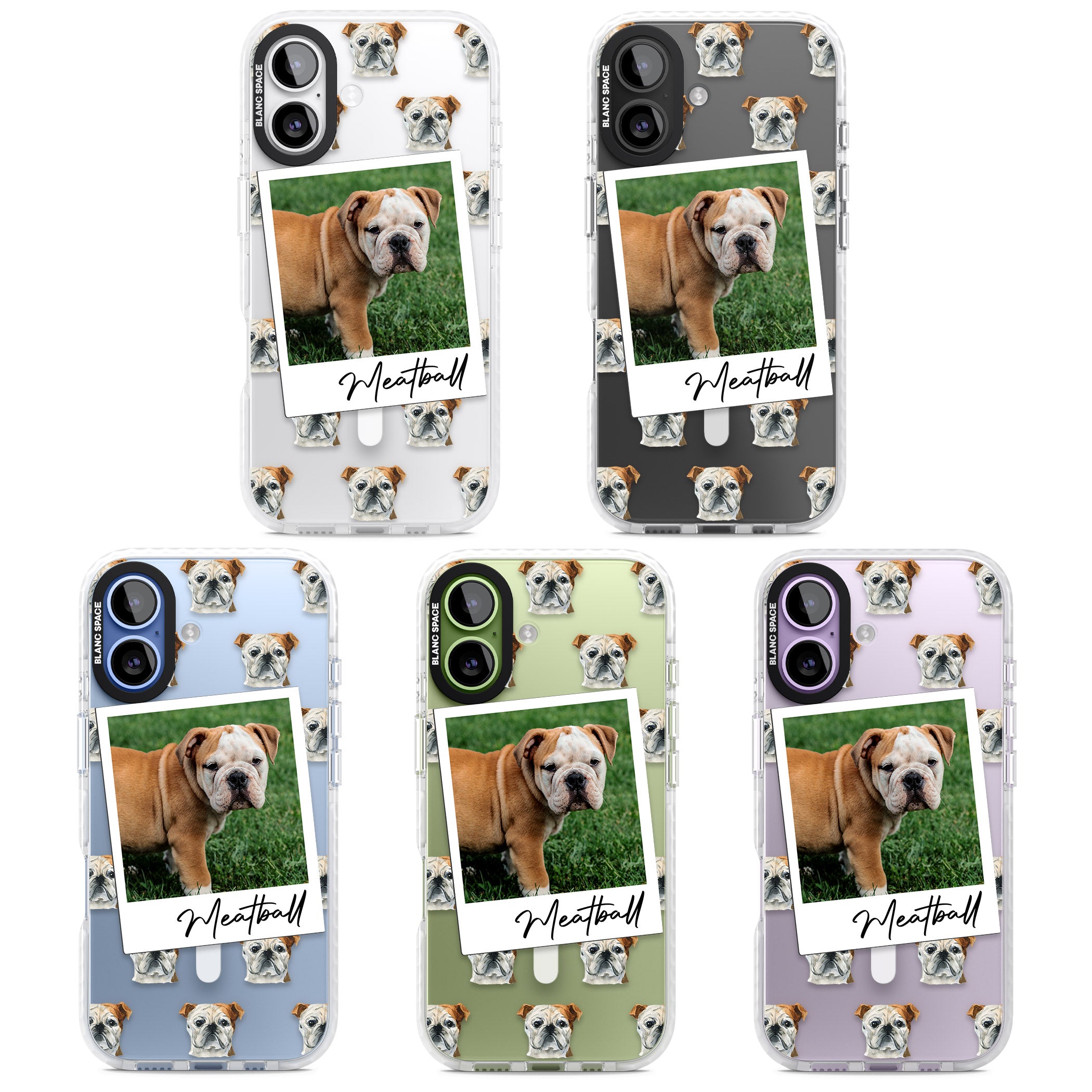 Personalised English Bulldog Instant Camera Photo iPhone 17 Impact Pro Clear Phone Case APT Impact Protection