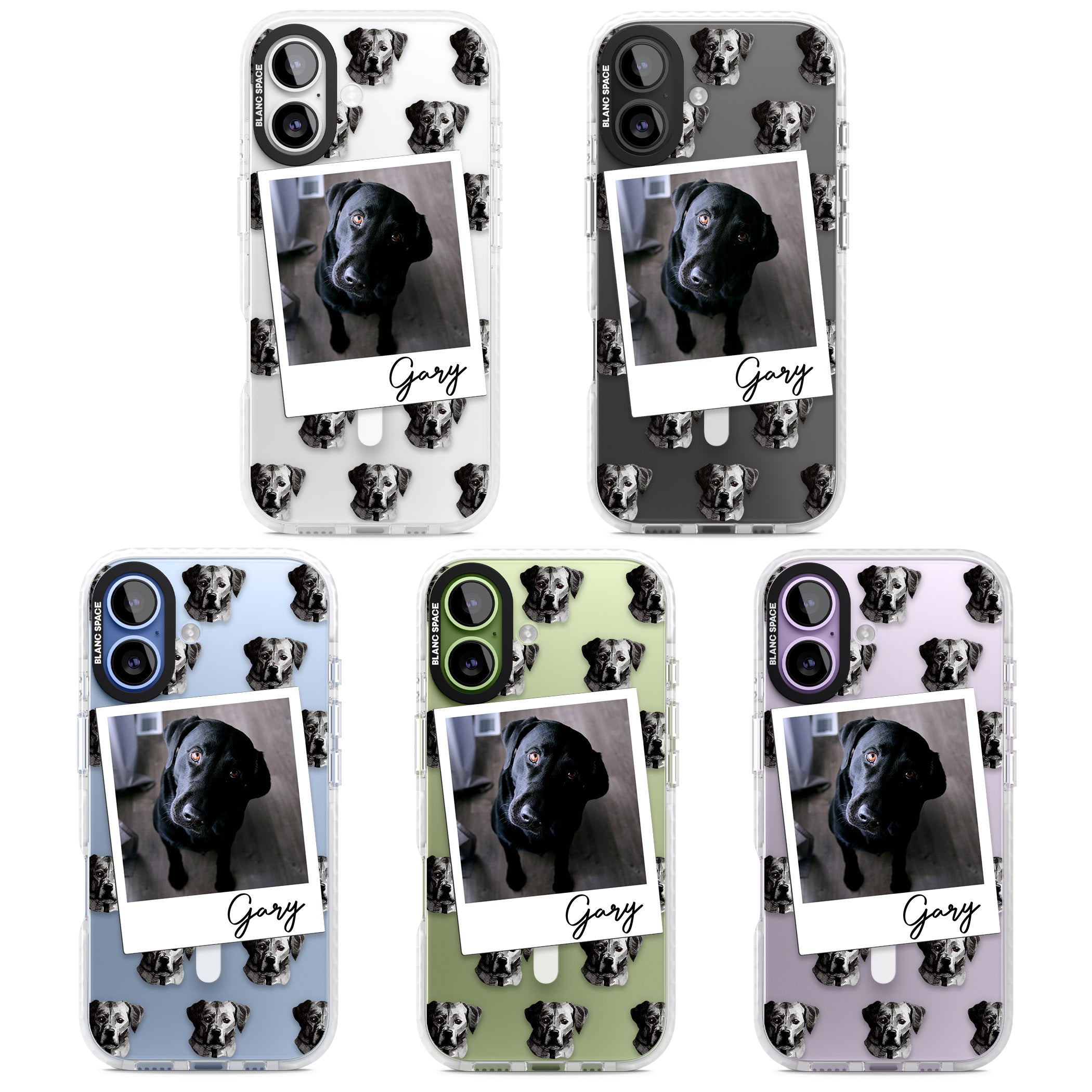 Personalised Black Labrador Instant Camera Photo iPhone 17 Impact Pro Clear Phone Case APT Impact Protection