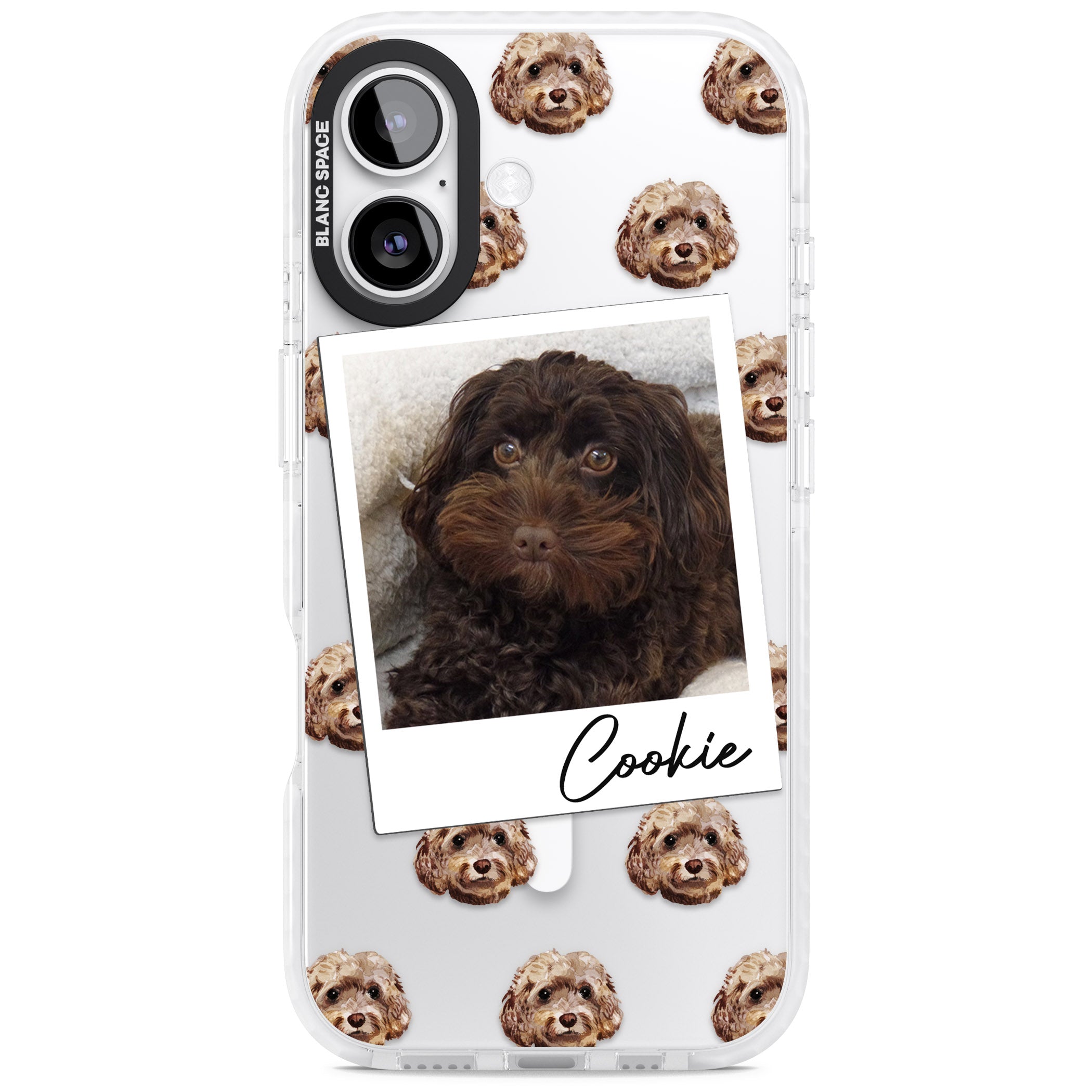 Personalised Brown Cockapoo Instant Camera Photo iPhone 17 Impact Pro Clear Phone Case