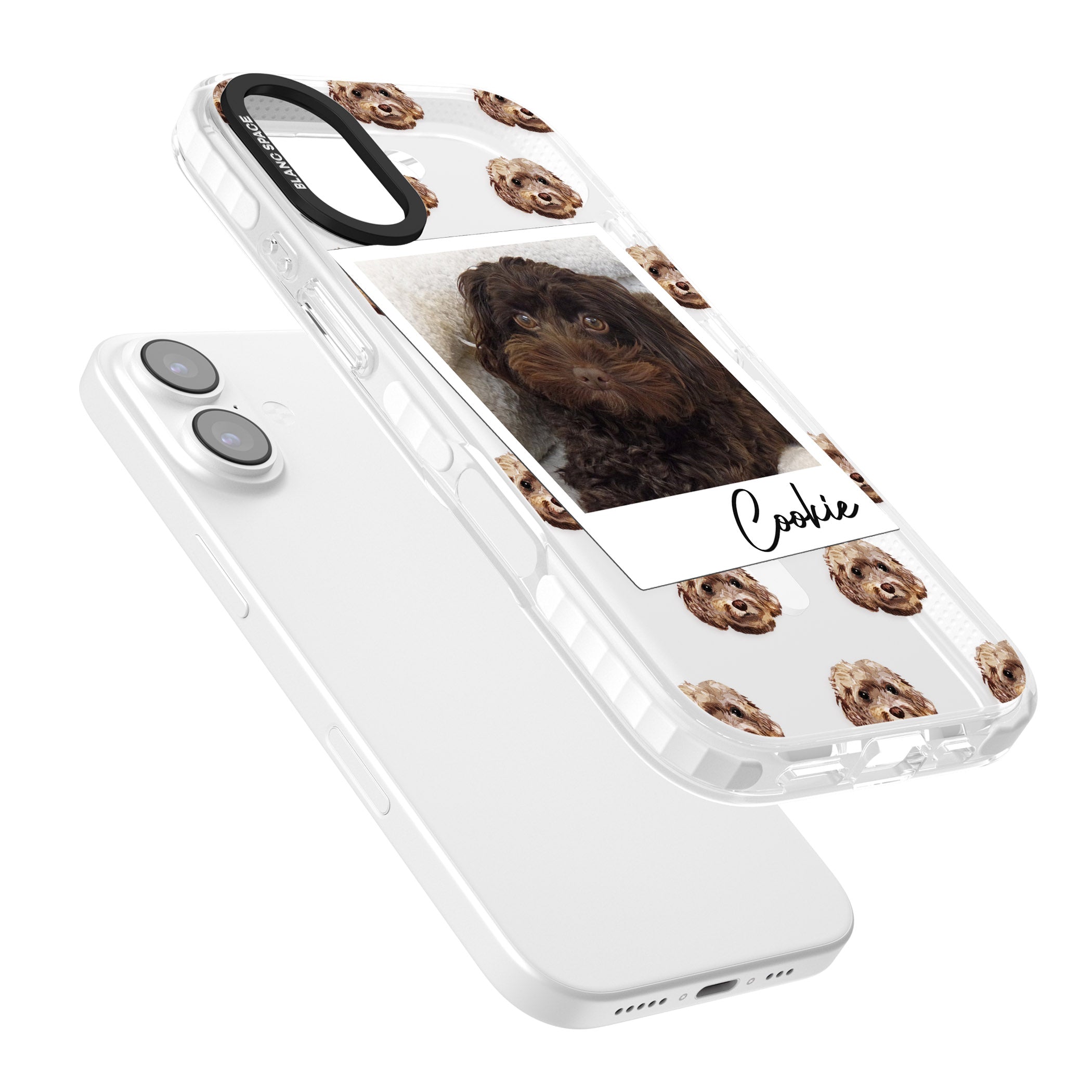 Personalised Brown Cockapoo Instant Camera Photo iPhone 17 Impact Pro Clear Phone Case Colours