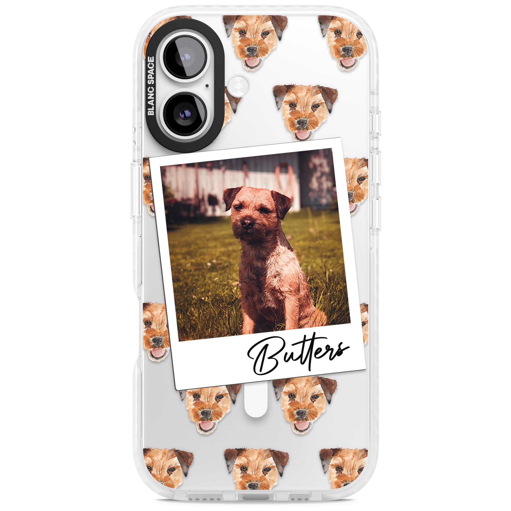 Personalised Border Terrier Instant Camera Photo iPhone 17 Impact Pro Clear Phone Case