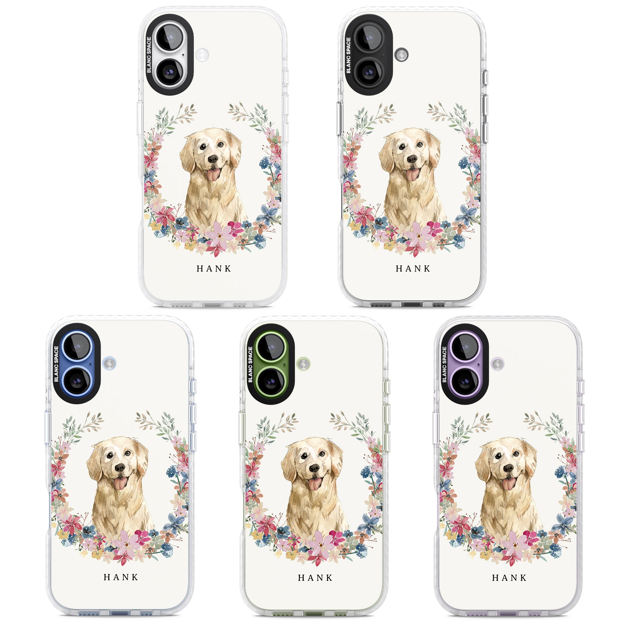 Personalised Golden Retriever Floral Portrait iPhone 17 Impact Pro Clear Phone Case APT Impact Protection
