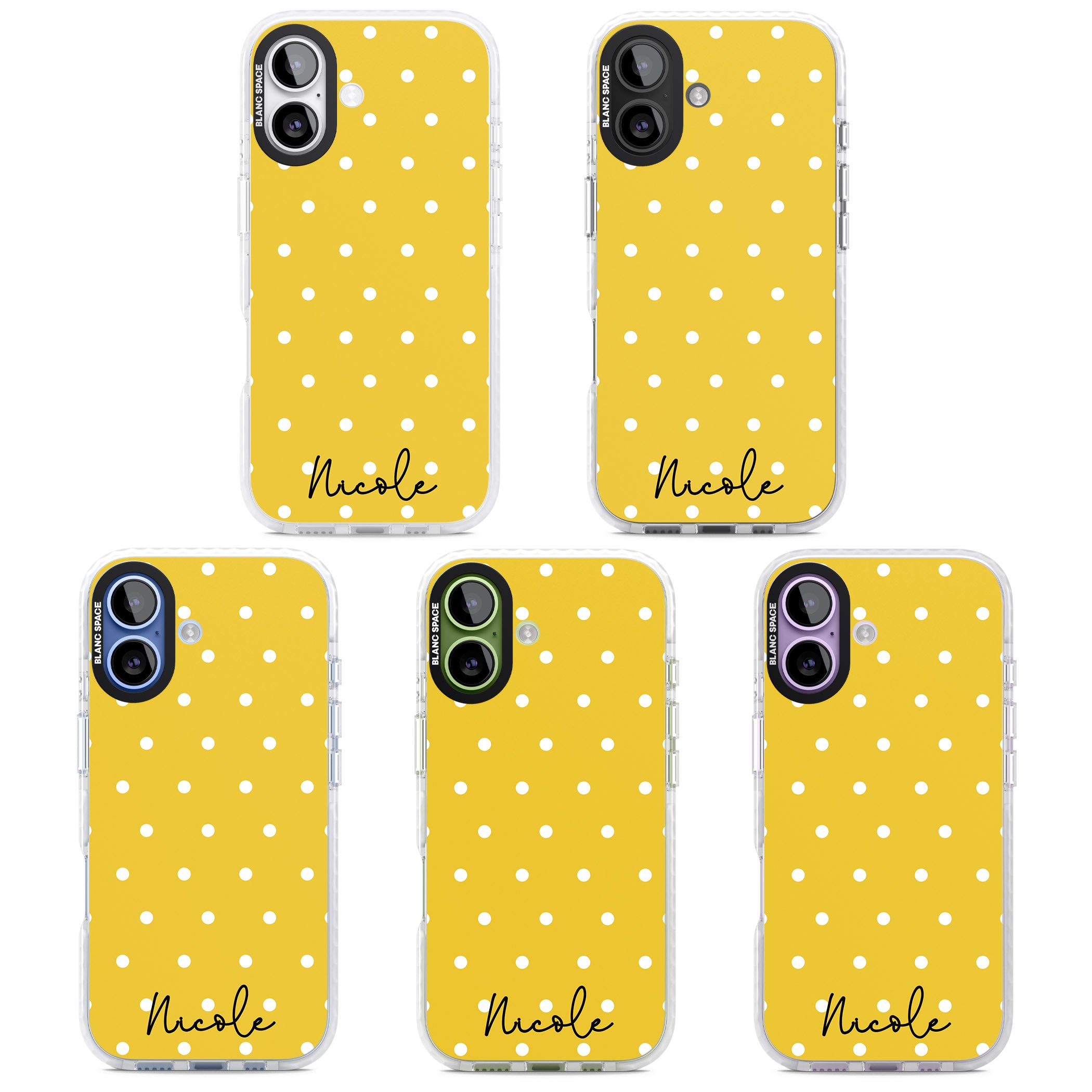 Personalised Yellow Polka Dot iPhone 17 Impact Pro Clear Phone Case APT Impact Protection