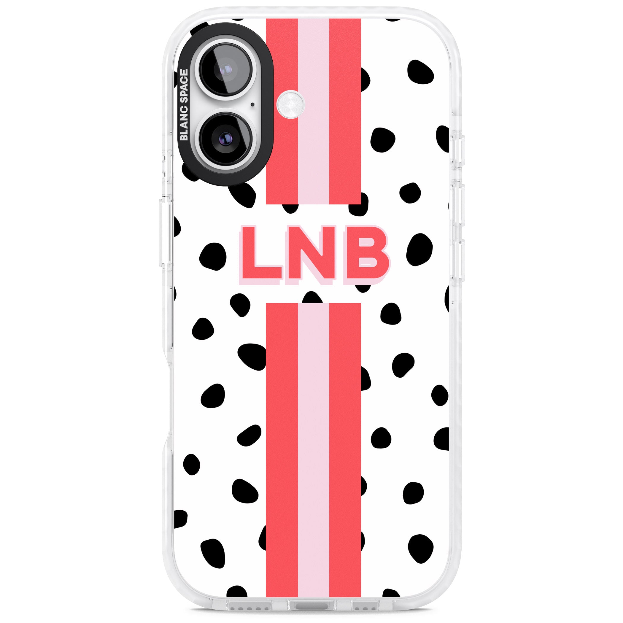 Personalised Polka & Pink Stripe iPhone 17 Impact Pro Clear Phone Case