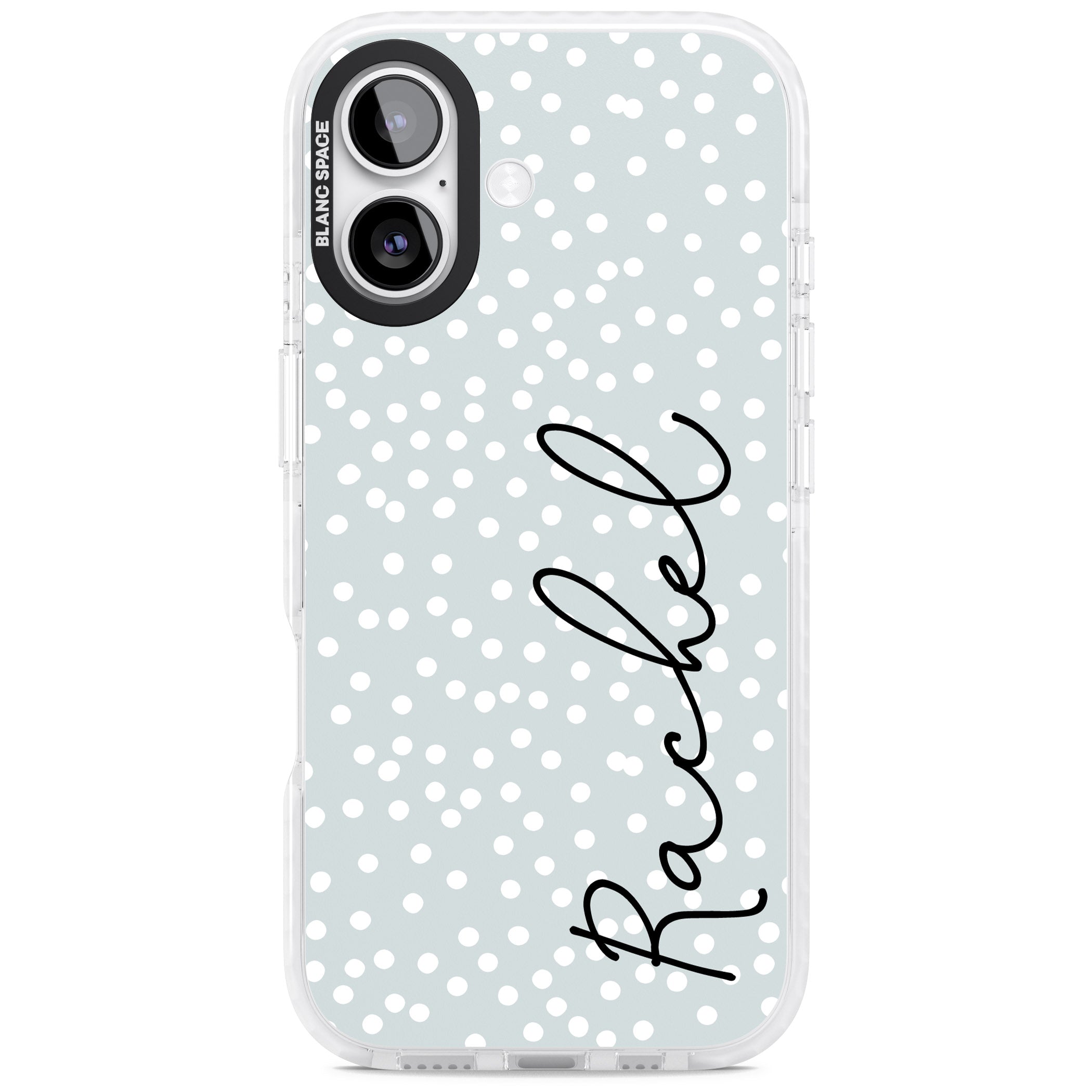 Personalised Vertical Cursive & Dots iPhone 17 Impact Pro Clear Phone Case