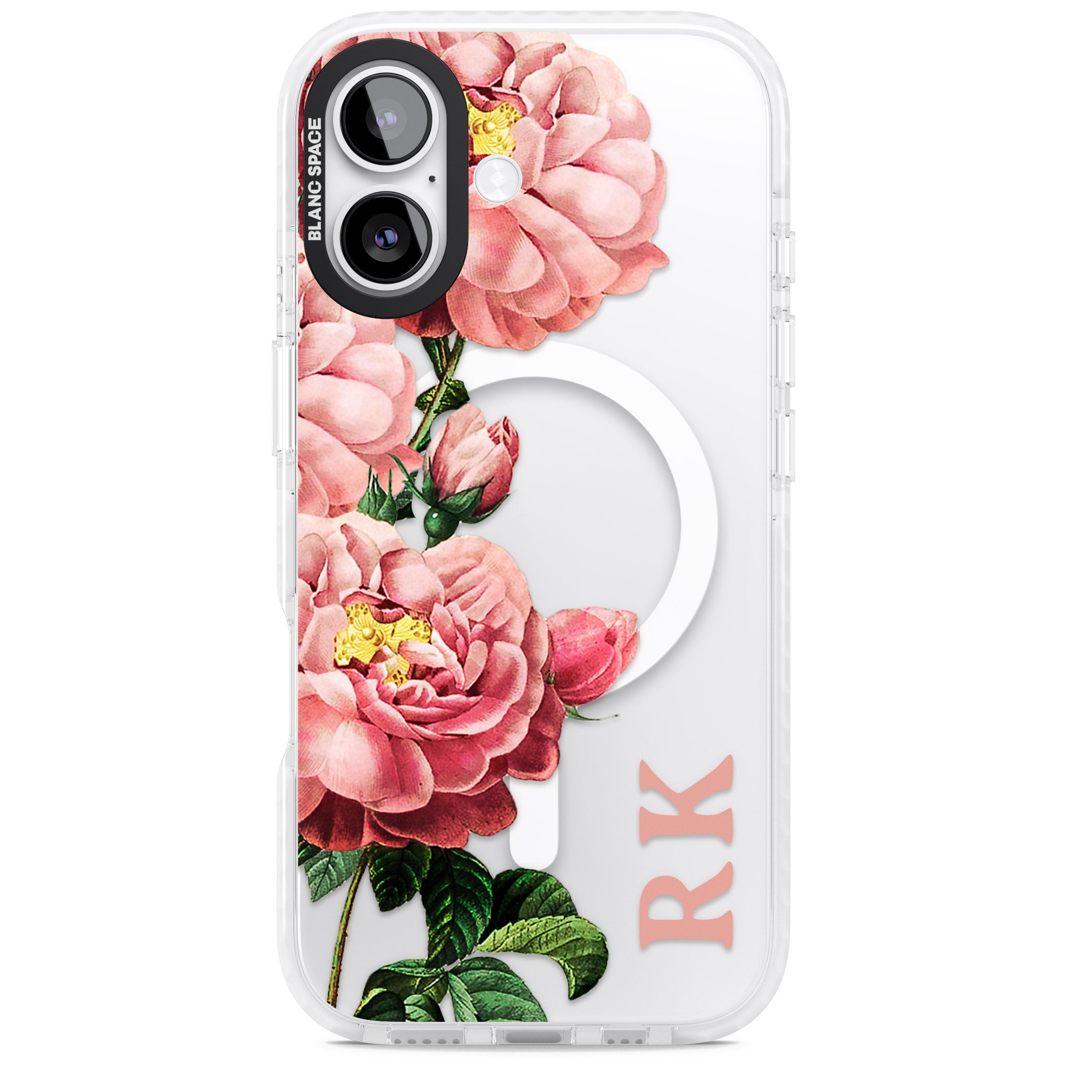Personalised Vintage Floral Peonies iPhone 17 Impact Pro Clear Phone Case