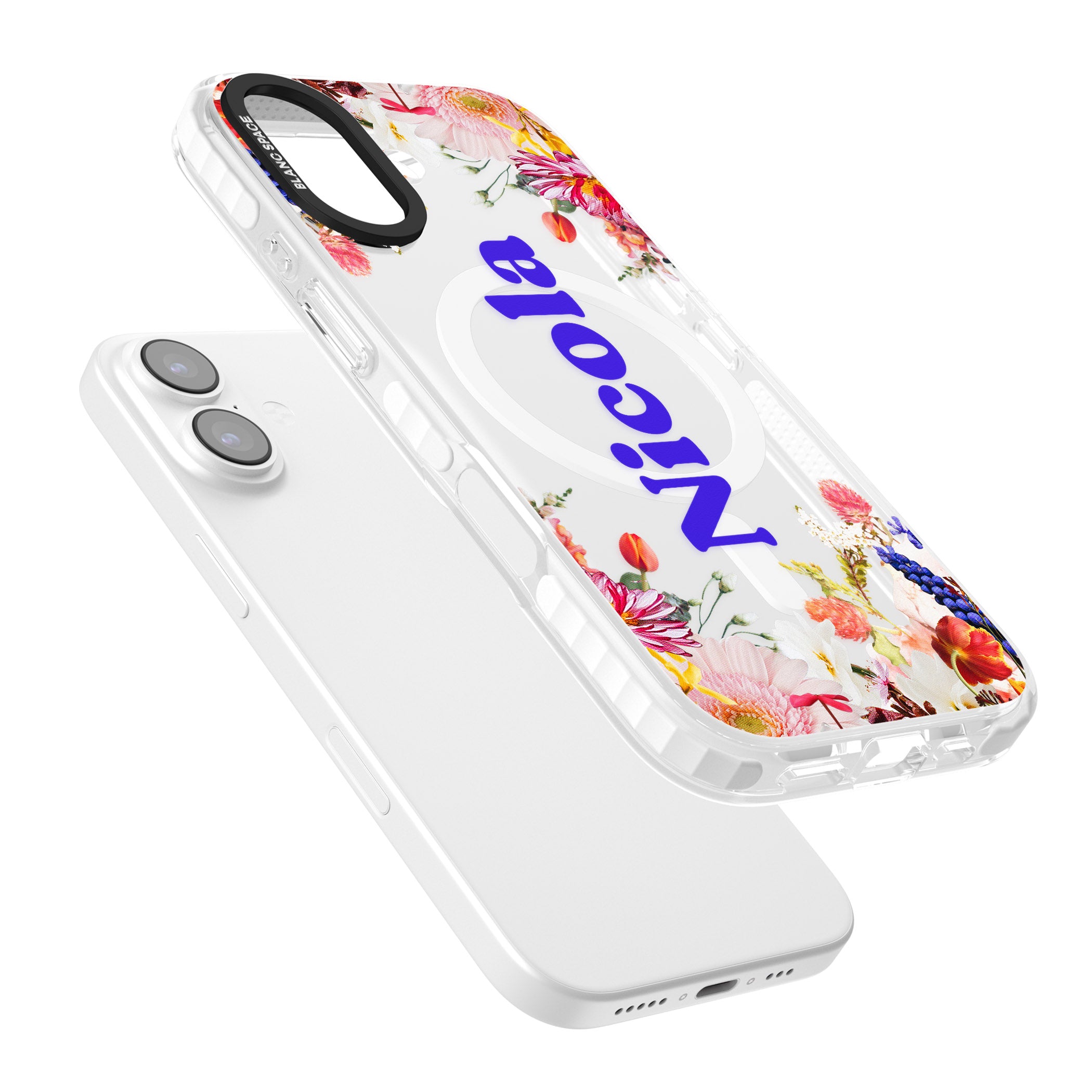 Personalised Floral Name iPhone 17 Impact Pro Clear Phone Case Colours