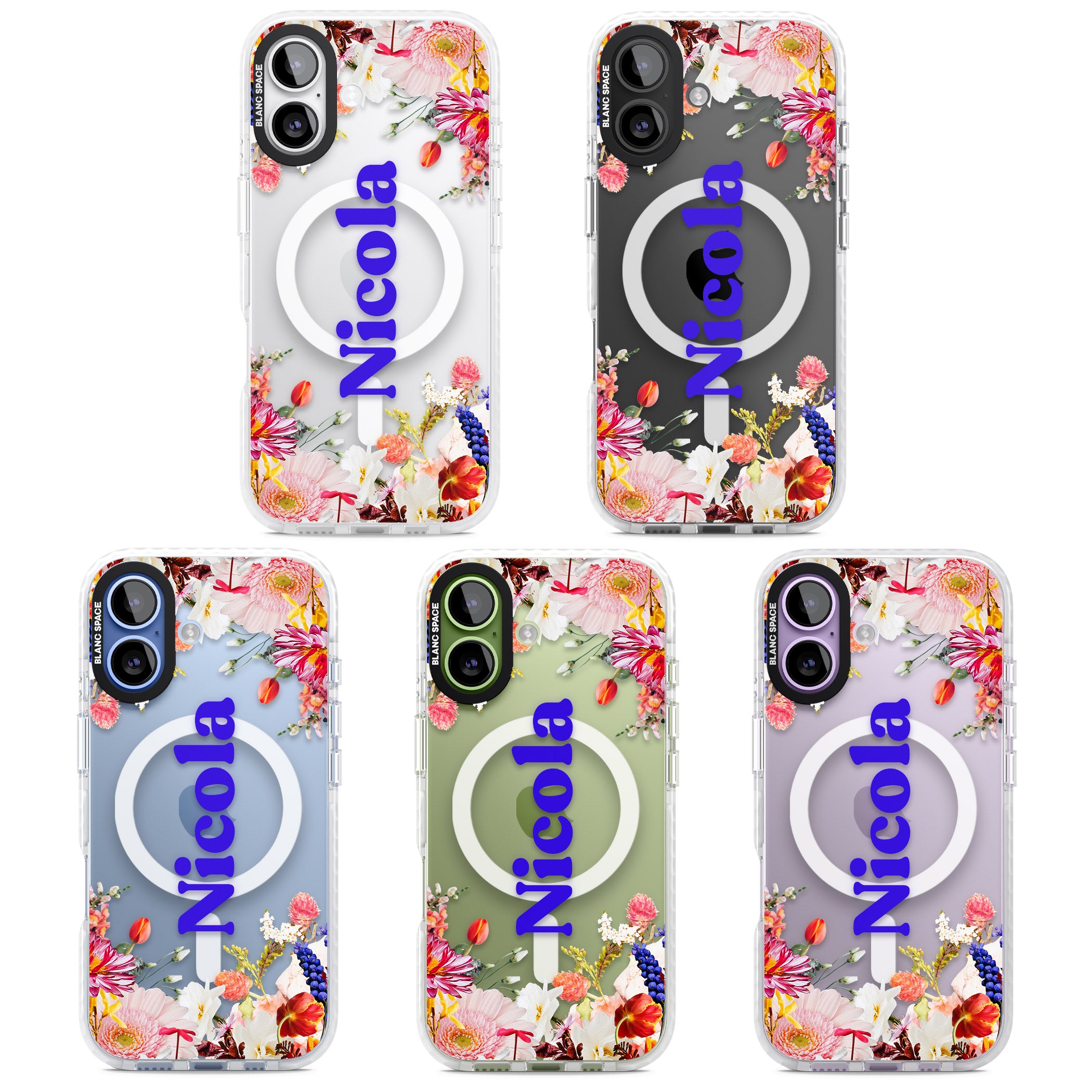 Personalised Floral Name iPhone 17 Impact Pro Clear Phone Case APT Impact Protection