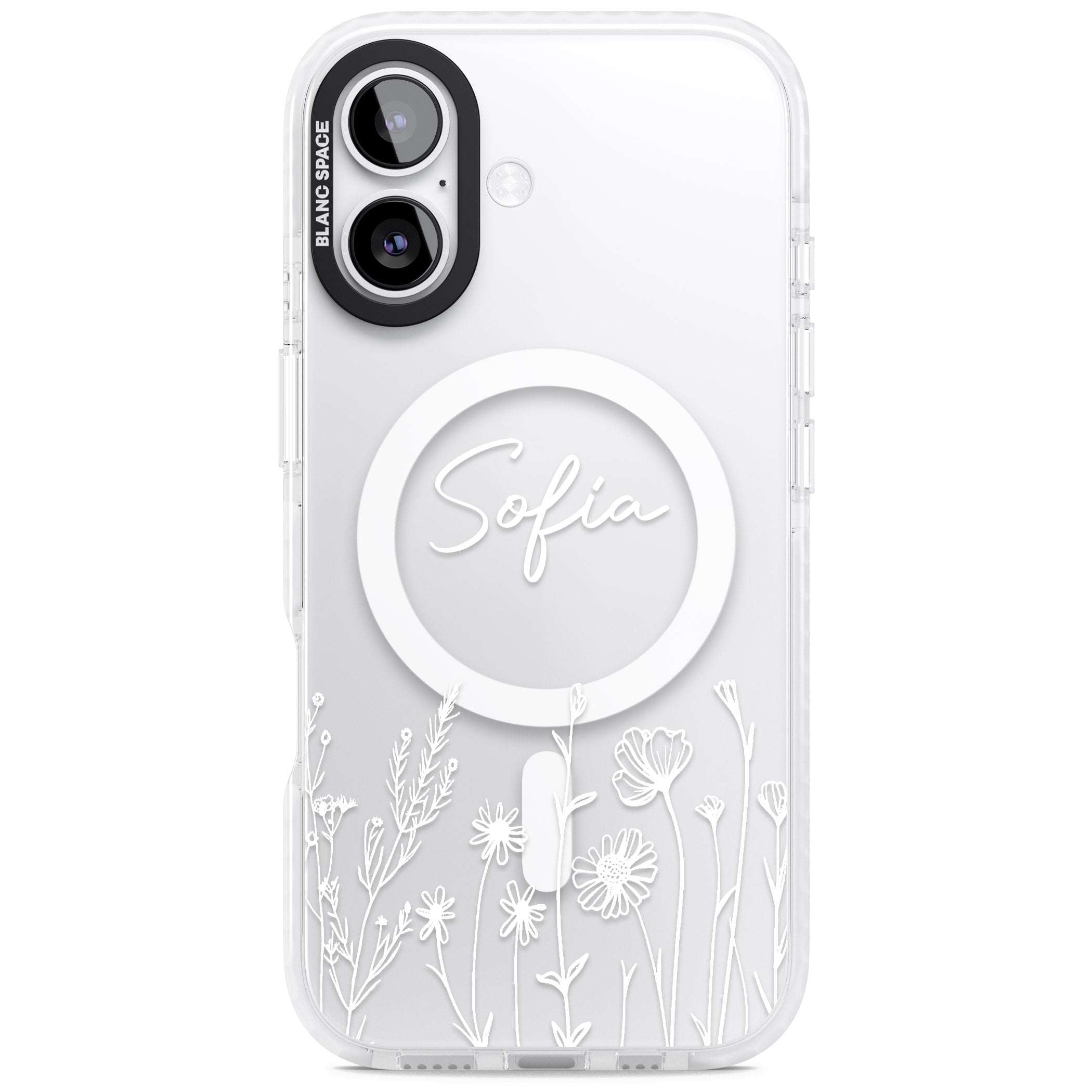 Personalised White Wildflowers iPhone 17 Impact Pro Clear Phone Case