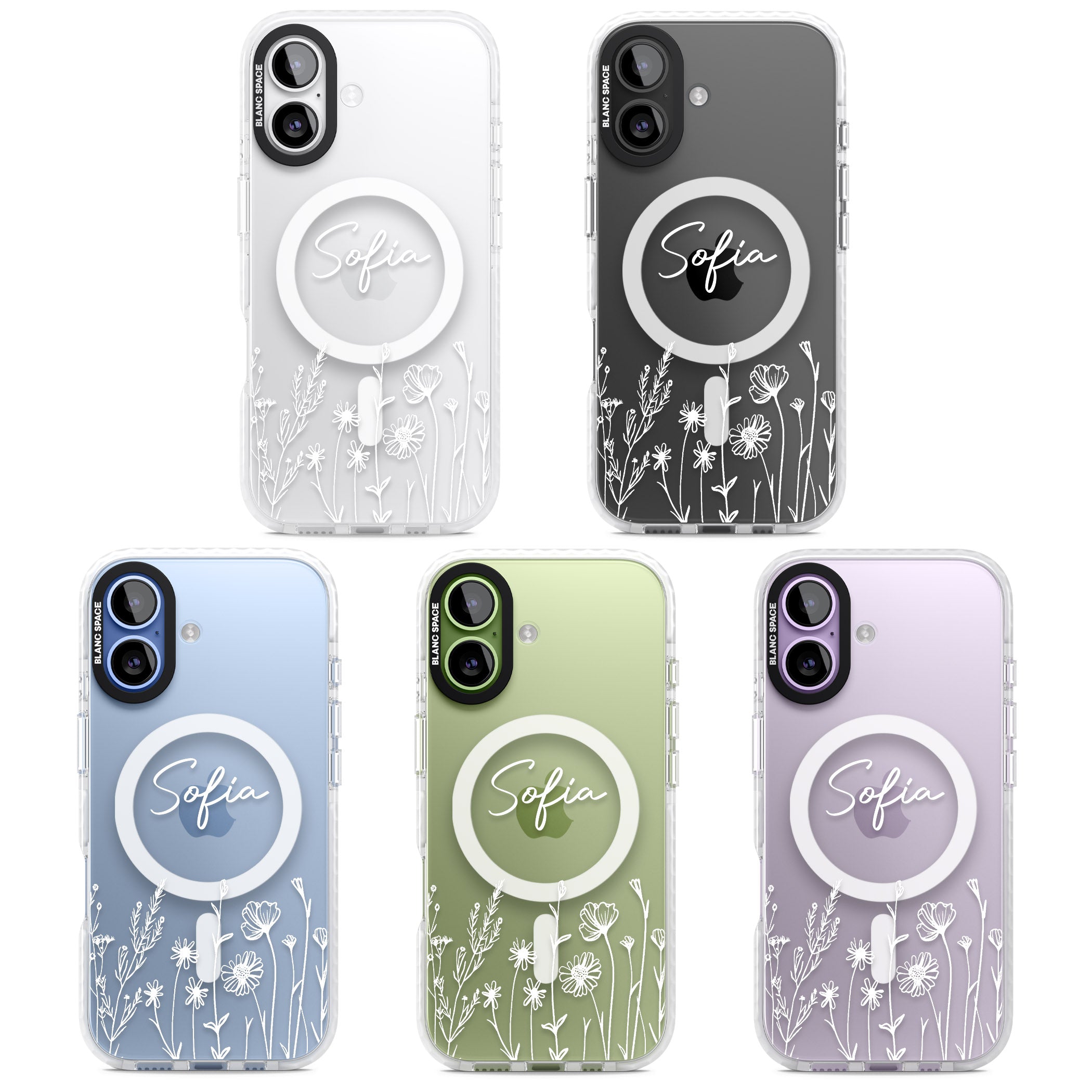 Personalised White Wildflowers iPhone 17 Impact Pro Clear Phone Case APT Impact Protection