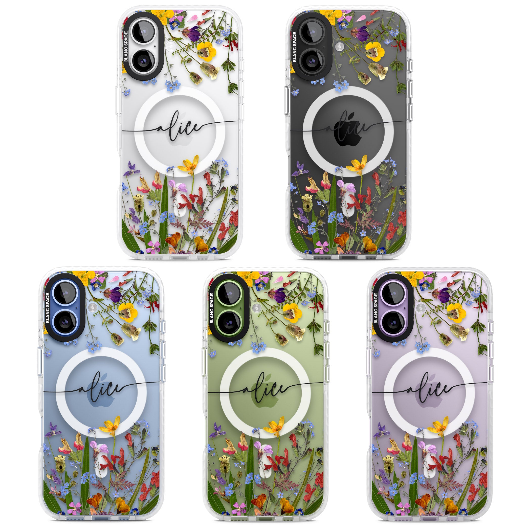 Personalised Wildflower Floral iPhone 17 Impact Pro Clear Phone Case APT Impact Protection