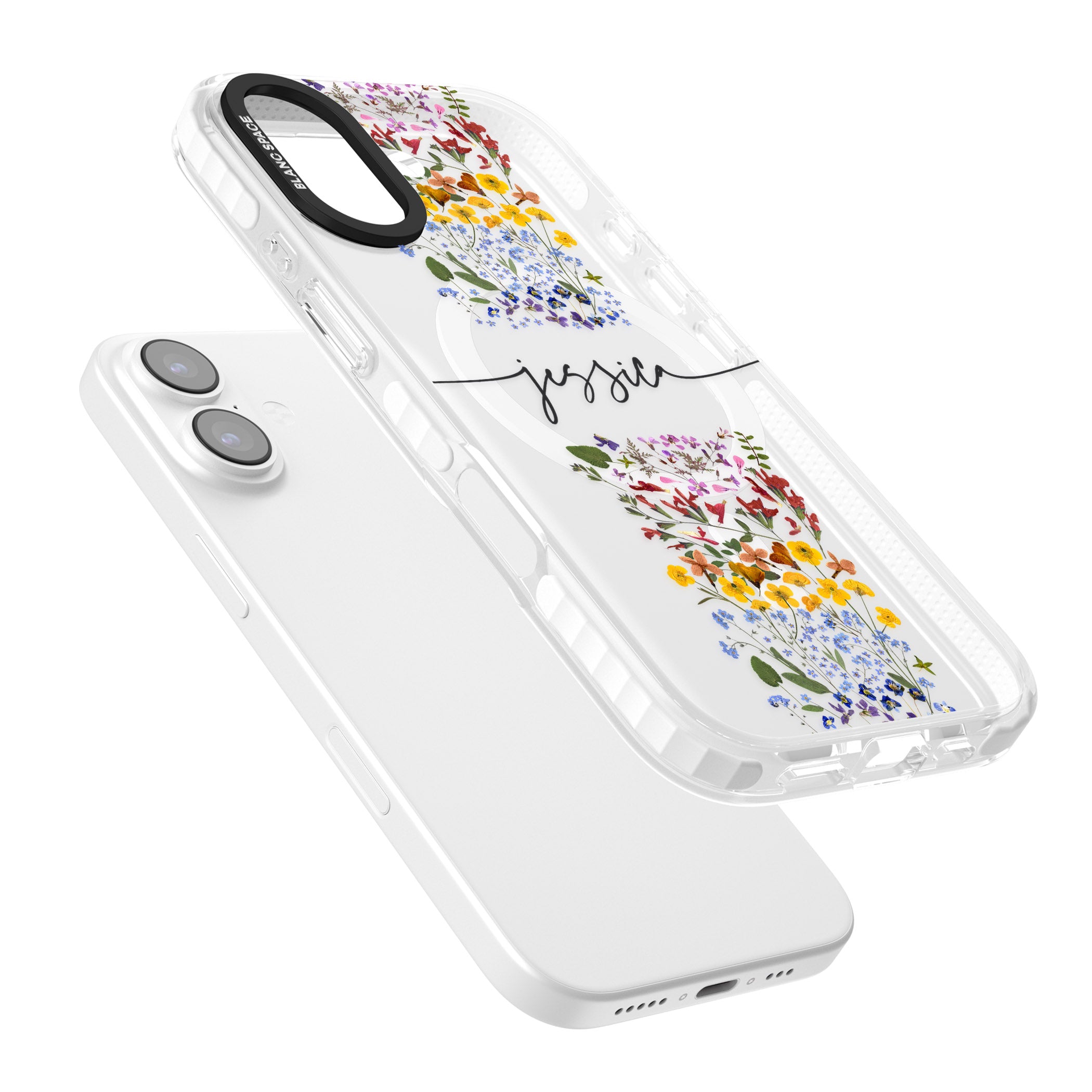 Personalised Wildflower Stripe iPhone 17 Impact Pro Clear Phone Case Colours