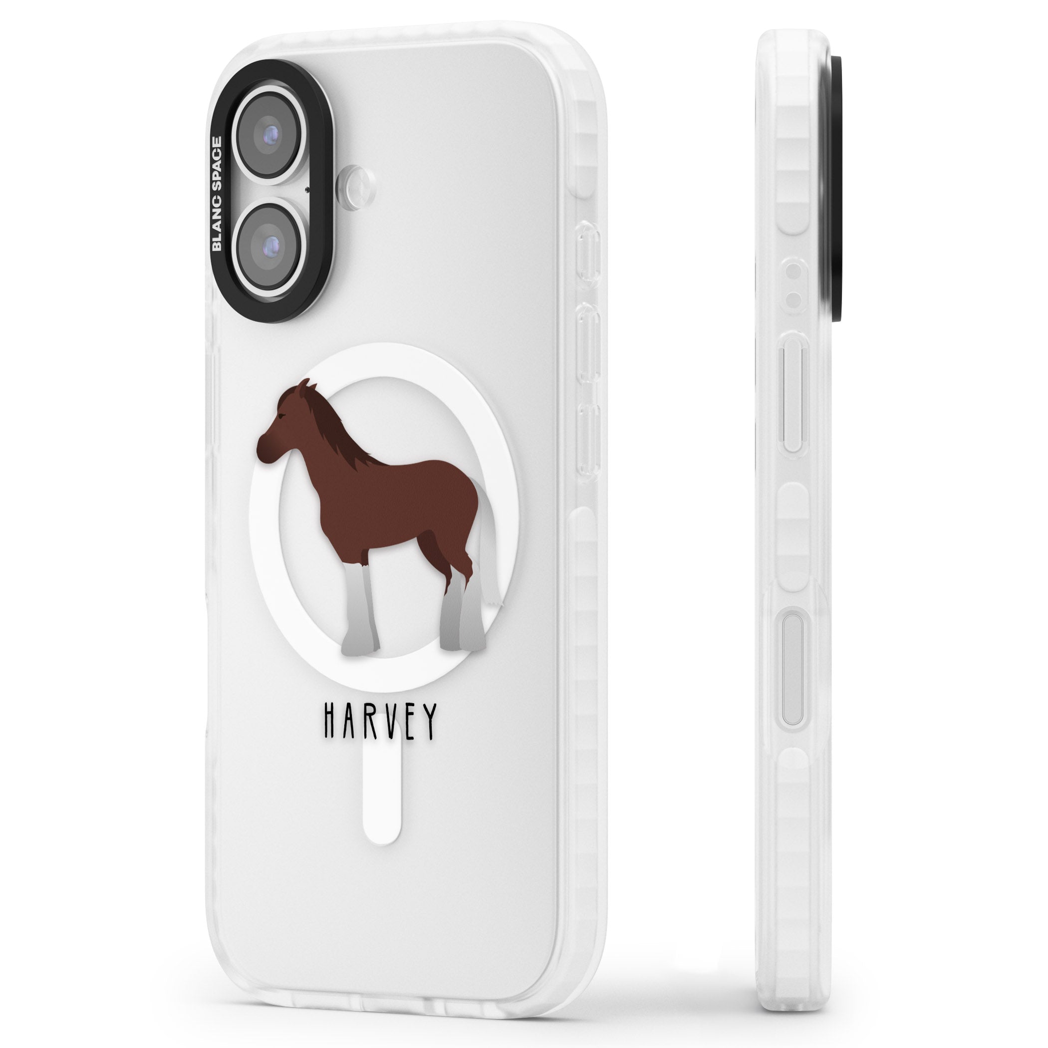Personalised Brown Horse iPhone 17 Impact Pro Clear Phone Case Side Profile