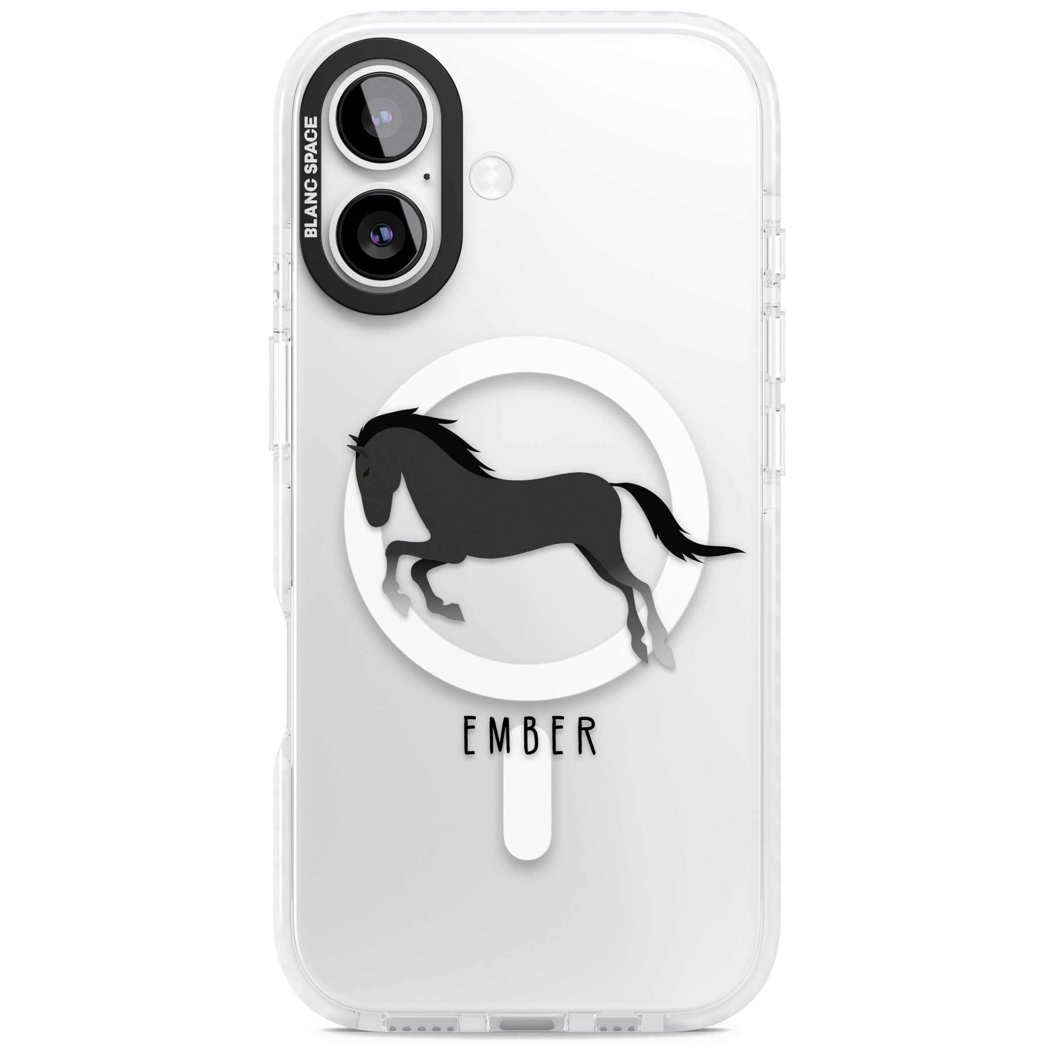 Personalised Black Horse iPhone 17 Impact Pro Clear Phone Case