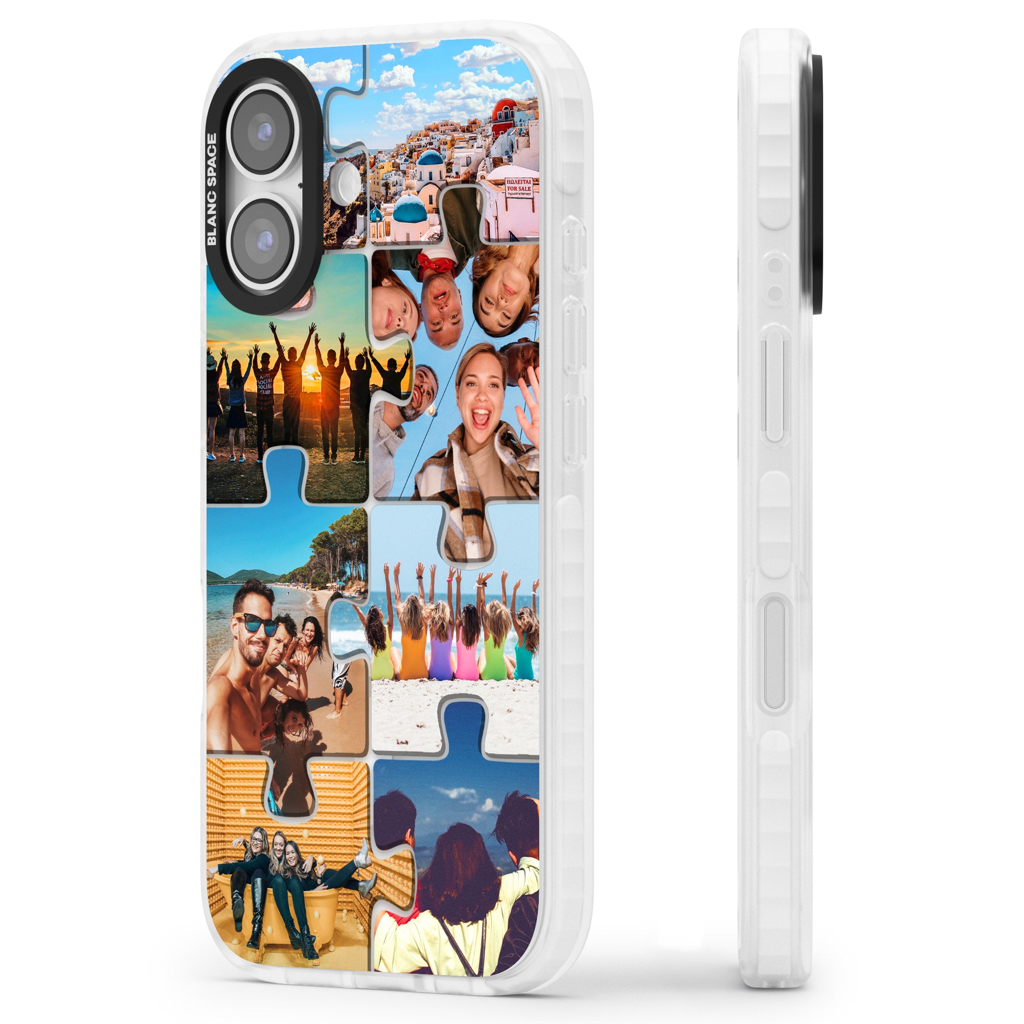 Personalised Jigsaw Photo Grid iPhone 17 Impact Pro Clear Phone Case Side Profile