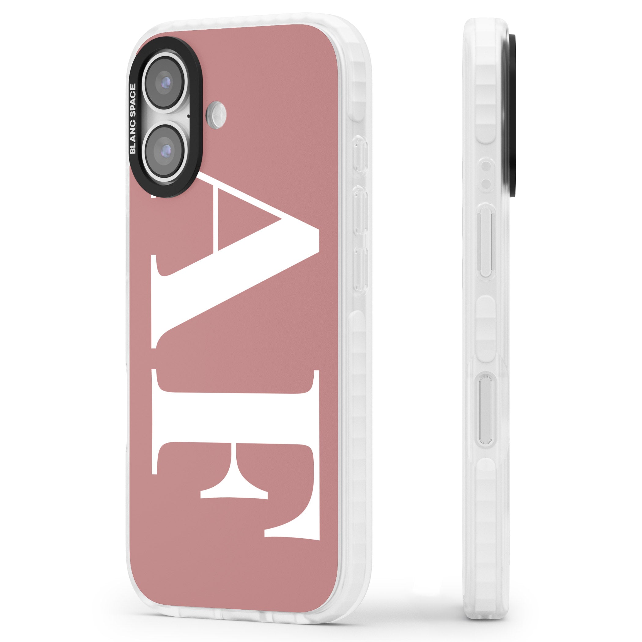 Personalised White & Rose Letters iPhone 17 Impact Pro Clear Phone Case Side Profile