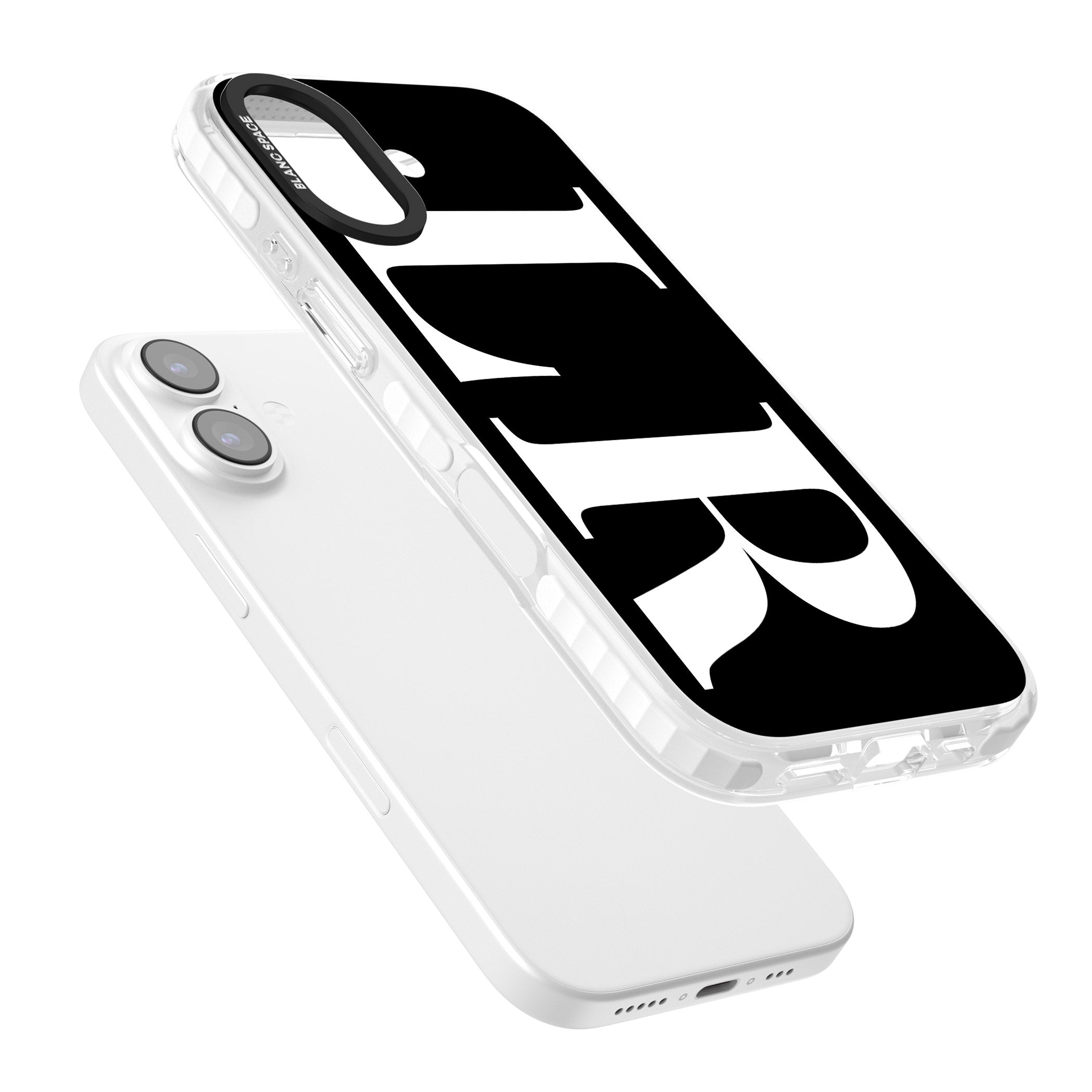 Personalised White & Black Letters iPhone 17 Impact Pro Clear Phone Case Colours