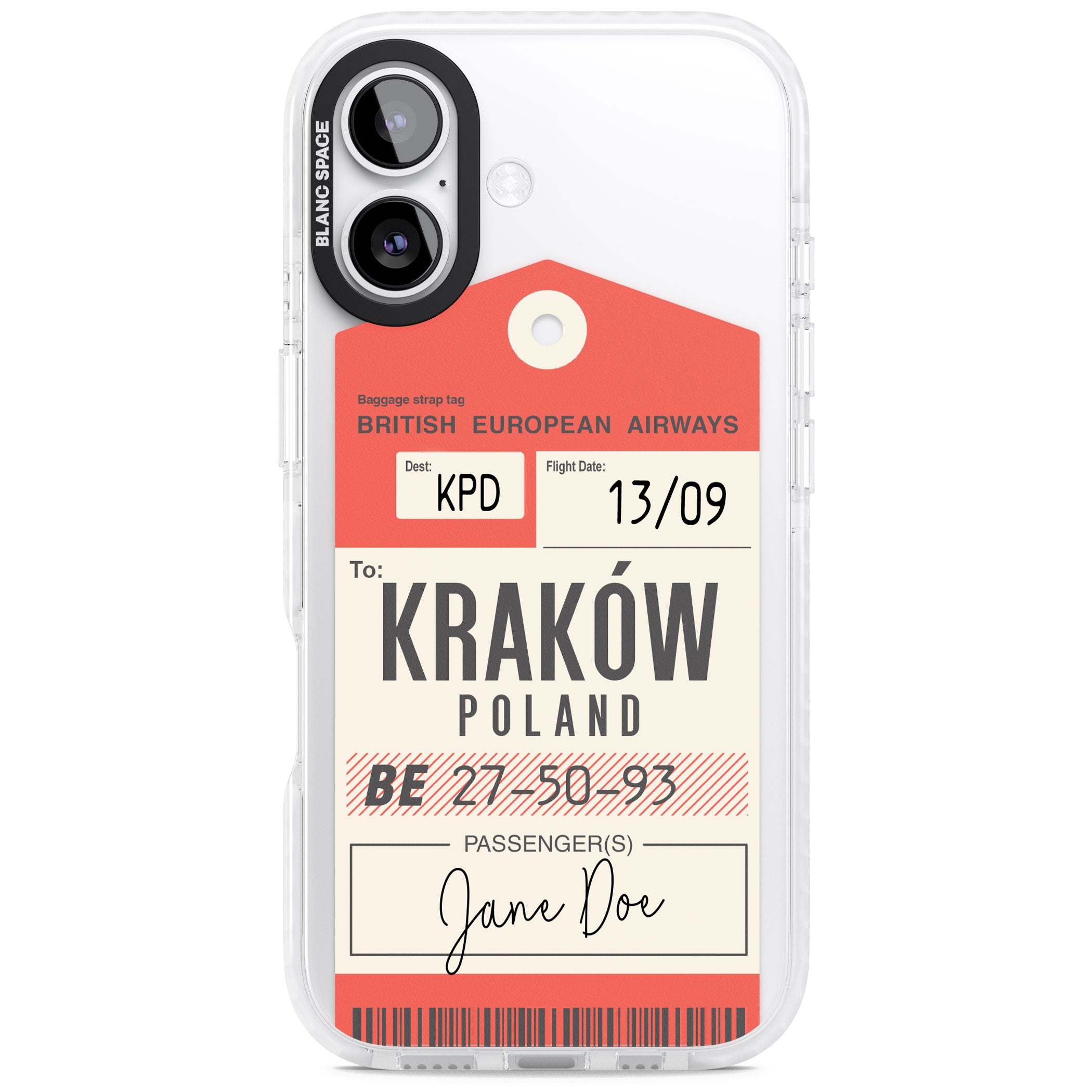 Personalised Vintage Bea Luggage Tag iPhone 17 Impact Pro Clear Phone Case