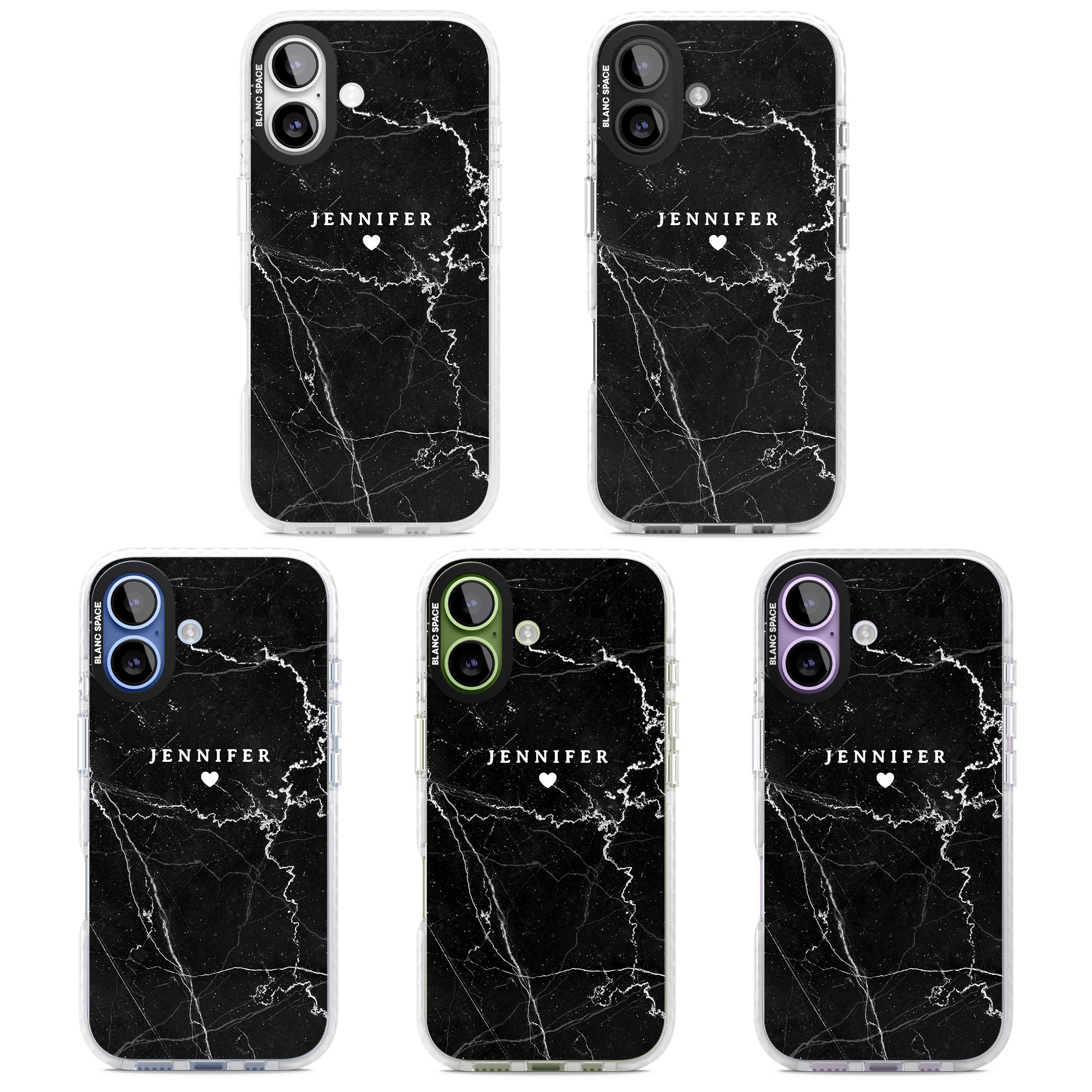 Personalised Black Marble iPhone 17 Impact Pro Clear Phone Case APT Impact Protection