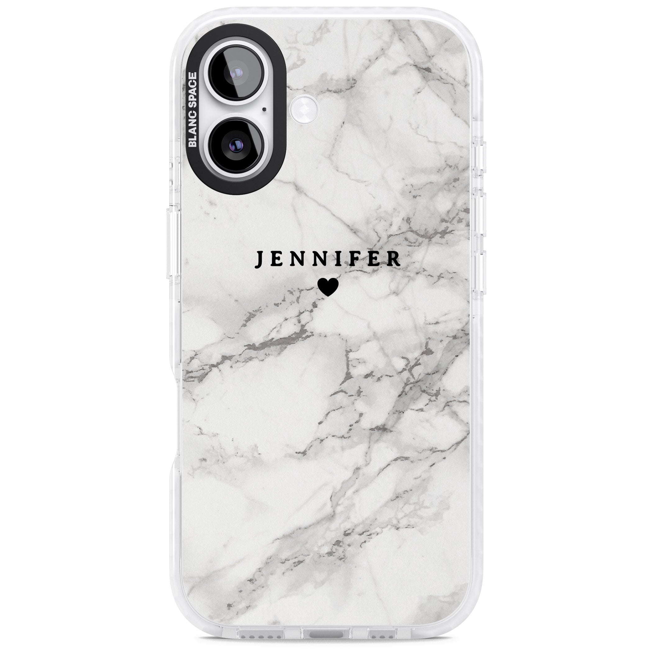 Personalised Classic Grey Marble iPhone 17 Impact Pro Clear Phone Case
