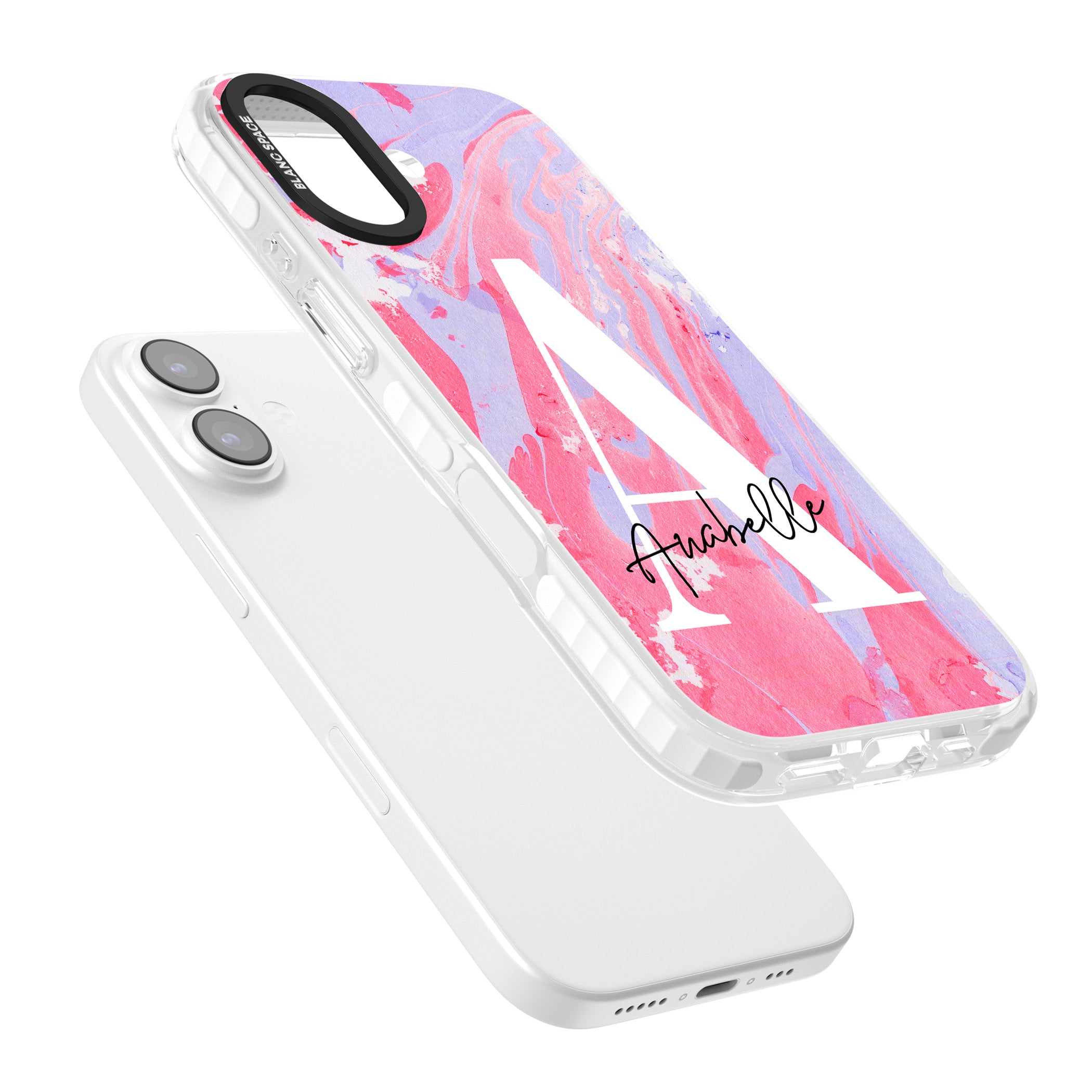 Personalised Pink & Purple Marble iPhone 17 Impact Pro Clear Phone Case Colours