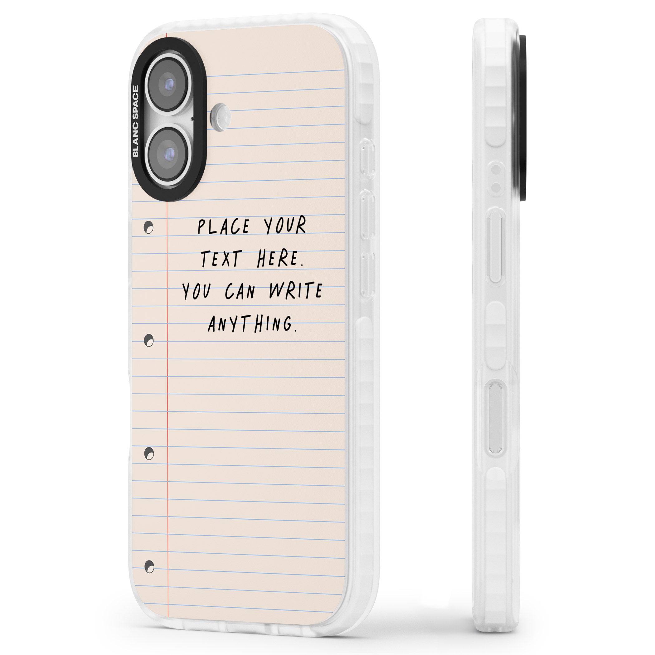 Personalised Lined Paper iPhone 17 Impact Pro Clear Phone Case Side Profile