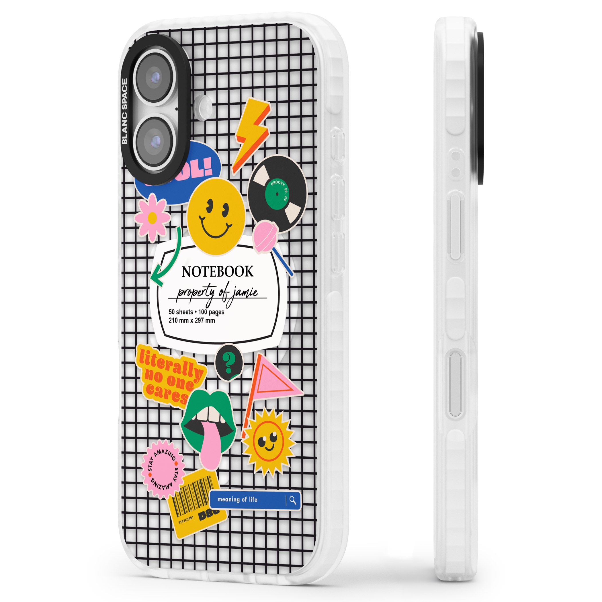 Personalised Sticker Mix Grid iPhone 17 Impact Pro Clear Phone Case Side Profile