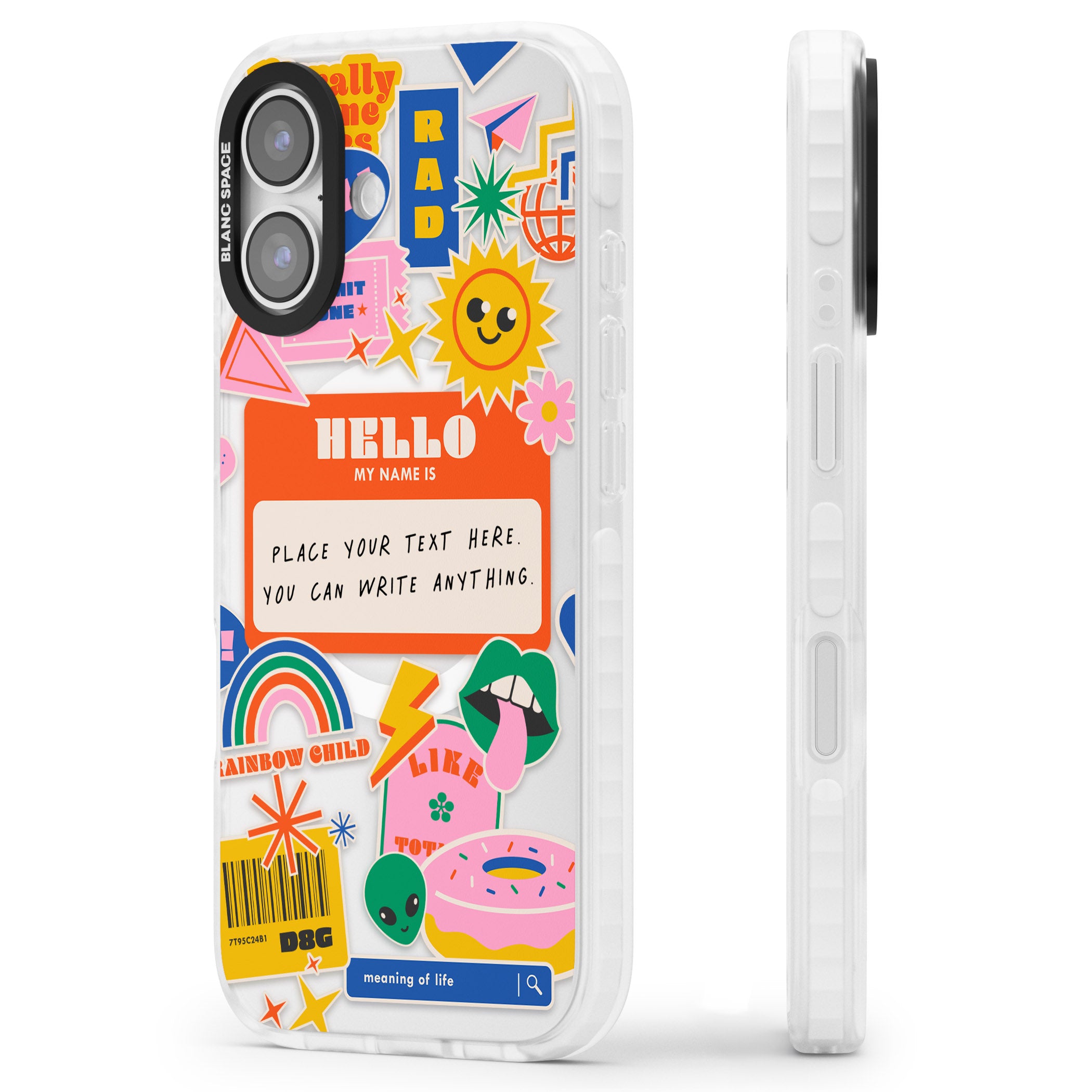 Personalised Retro Vibes Sticker iPhone 17 Impact Pro Clear Phone Case Side Profile