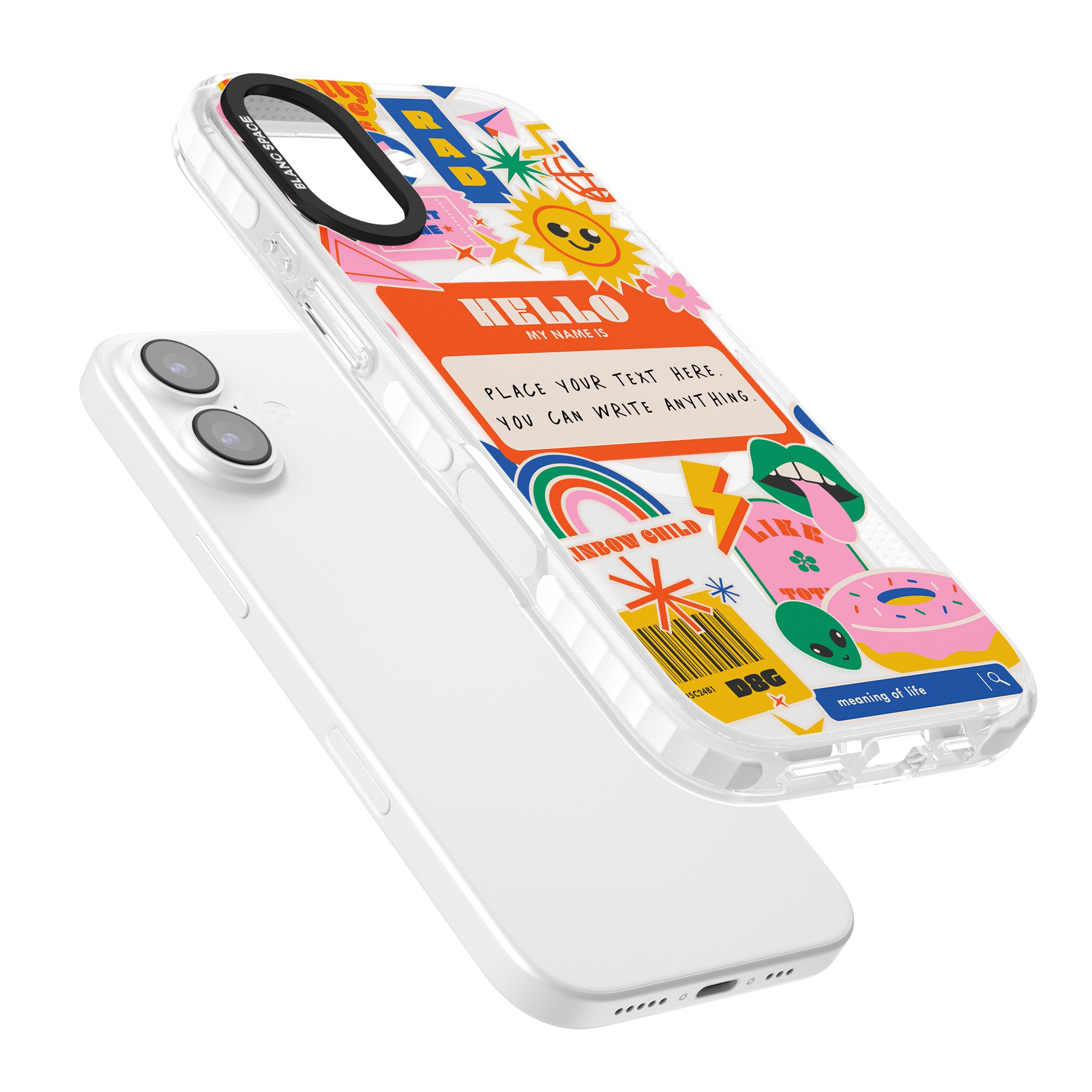 Personalised Retro Vibes Sticker iPhone 17 Impact Pro Clear Phone Case Colours