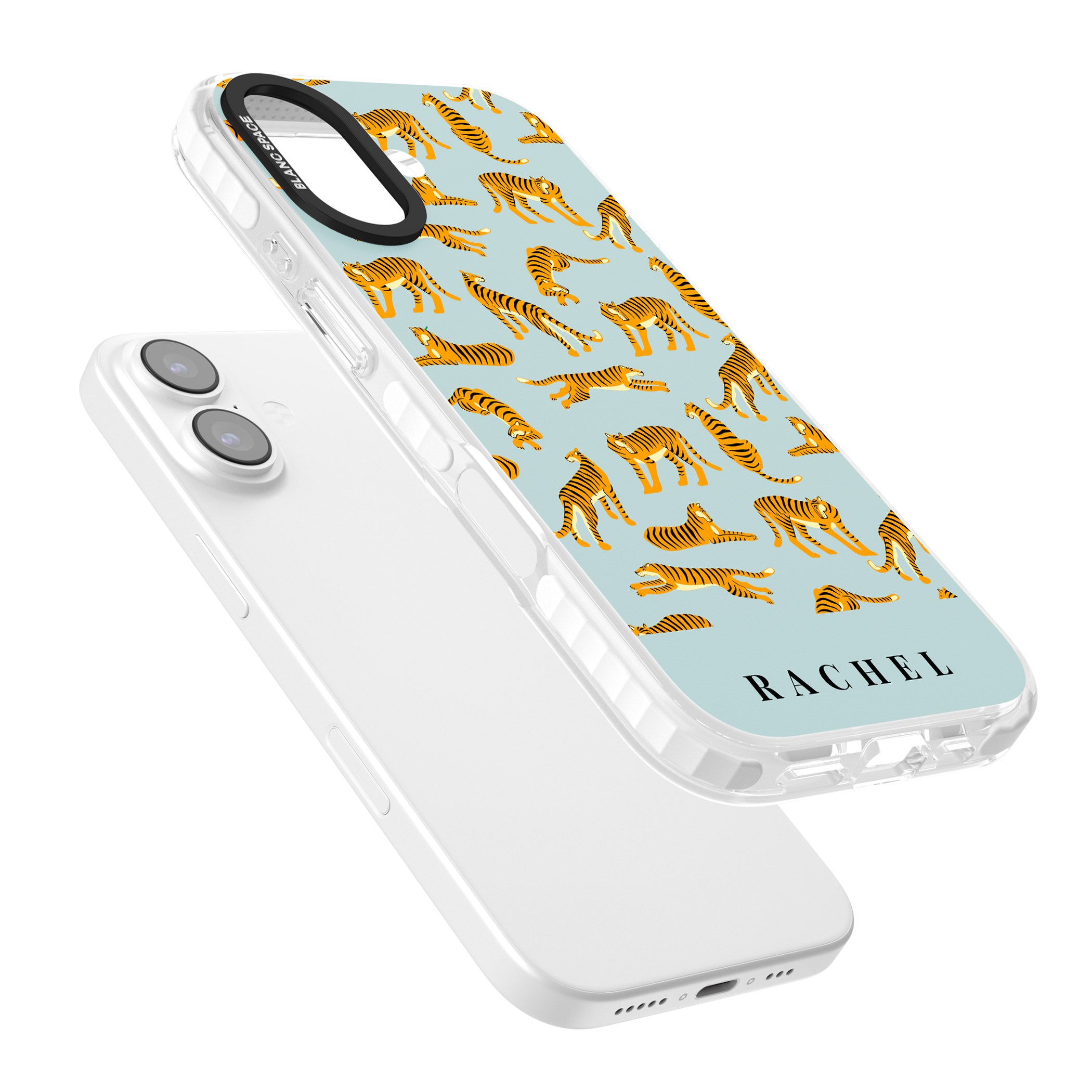 Personalised Turquoise Tiger Pattern iPhone 17 Impact Pro Clear Phone Case Colours