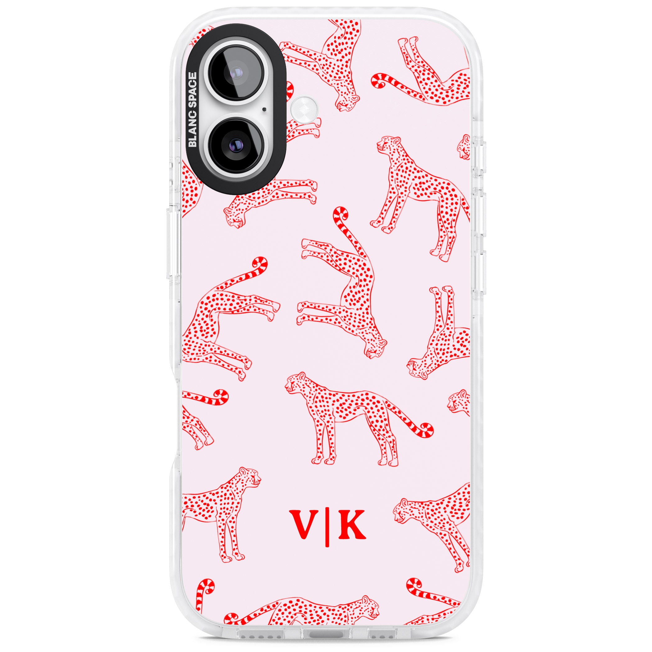 Personalised Red & Pink Cheetah iPhone 17 Impact Pro Clear Phone Case