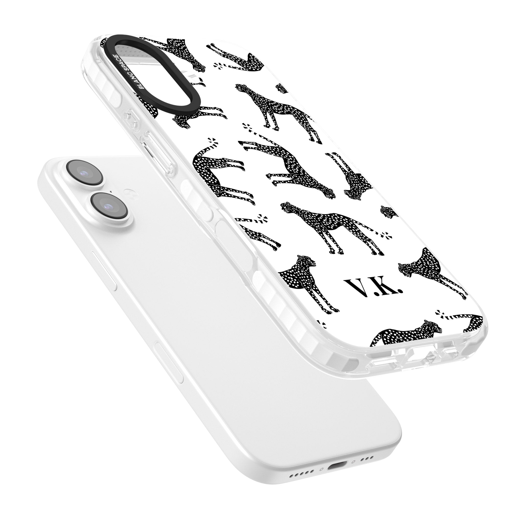 Personalised Black & White Cheetah Pattern iPhone 17 Impact Pro Clear Phone Case Colours