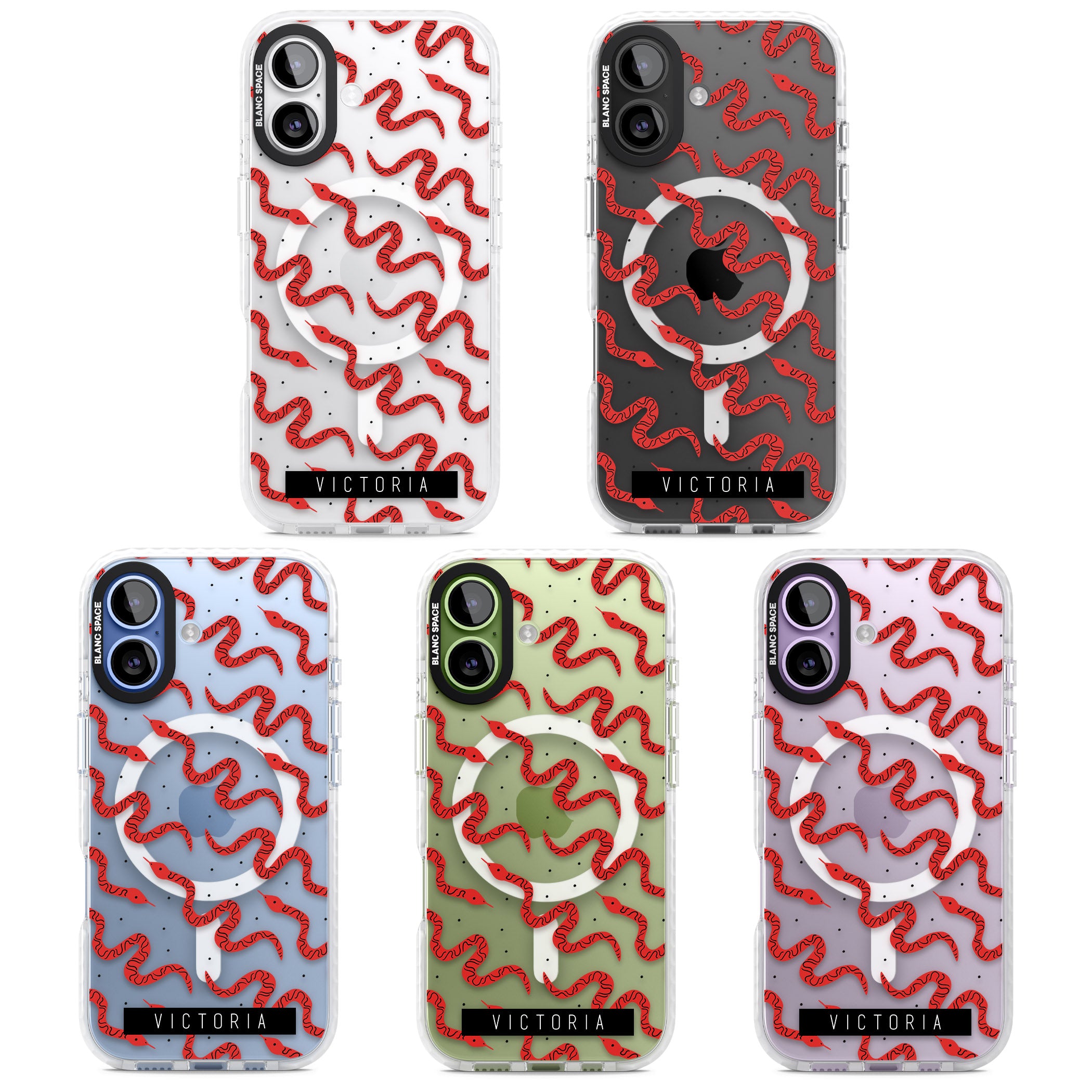 Personalised Red Snake Pattern iPhone 17 Impact Pro Clear Phone Case APT Impact Protection