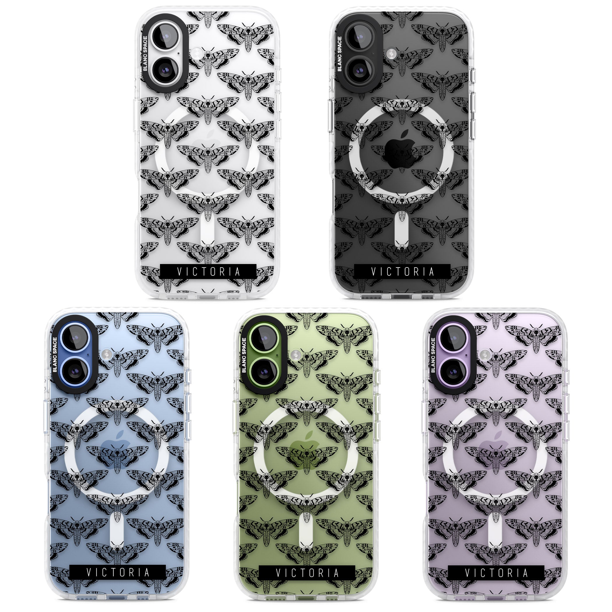 Personalised Hawk Moth Pattern iPhone 17 Impact Pro Clear Phone Case APT Impact Protection