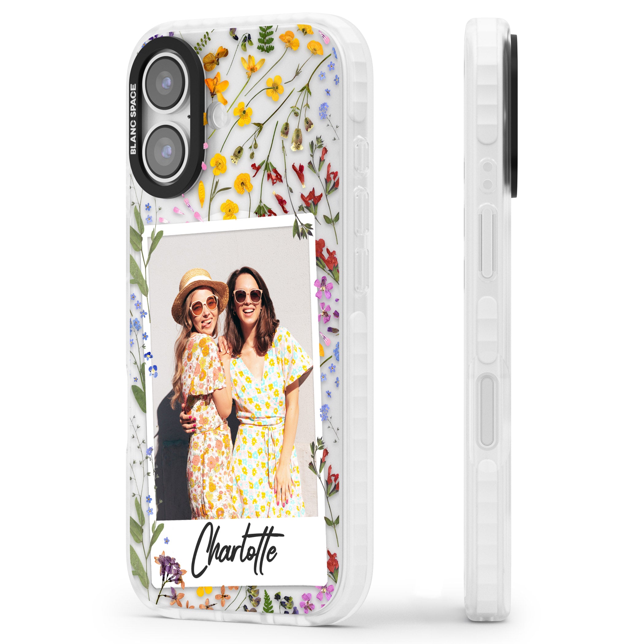 Personalised Wildflower Instant Photo iPhone 17 Impact Pro Clear Phone Case Side Profile