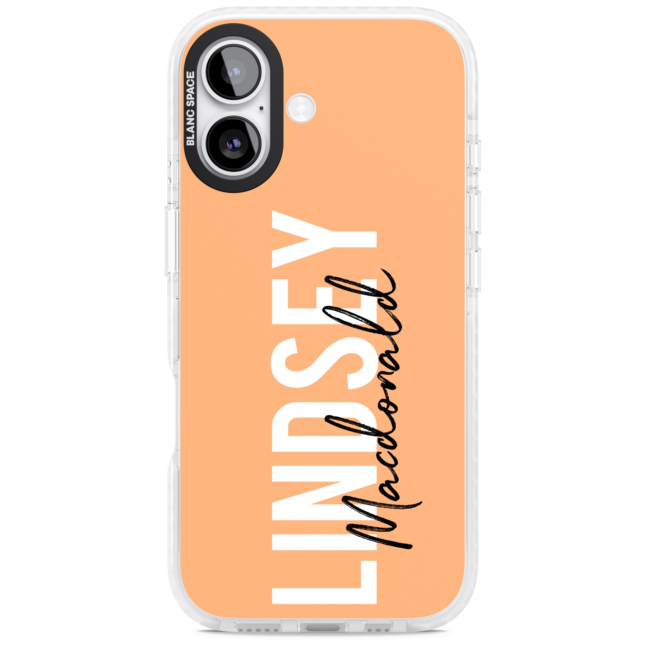 Personalised Bold Name: Peach iPhone 17 Impact Pro Clear Phone Case