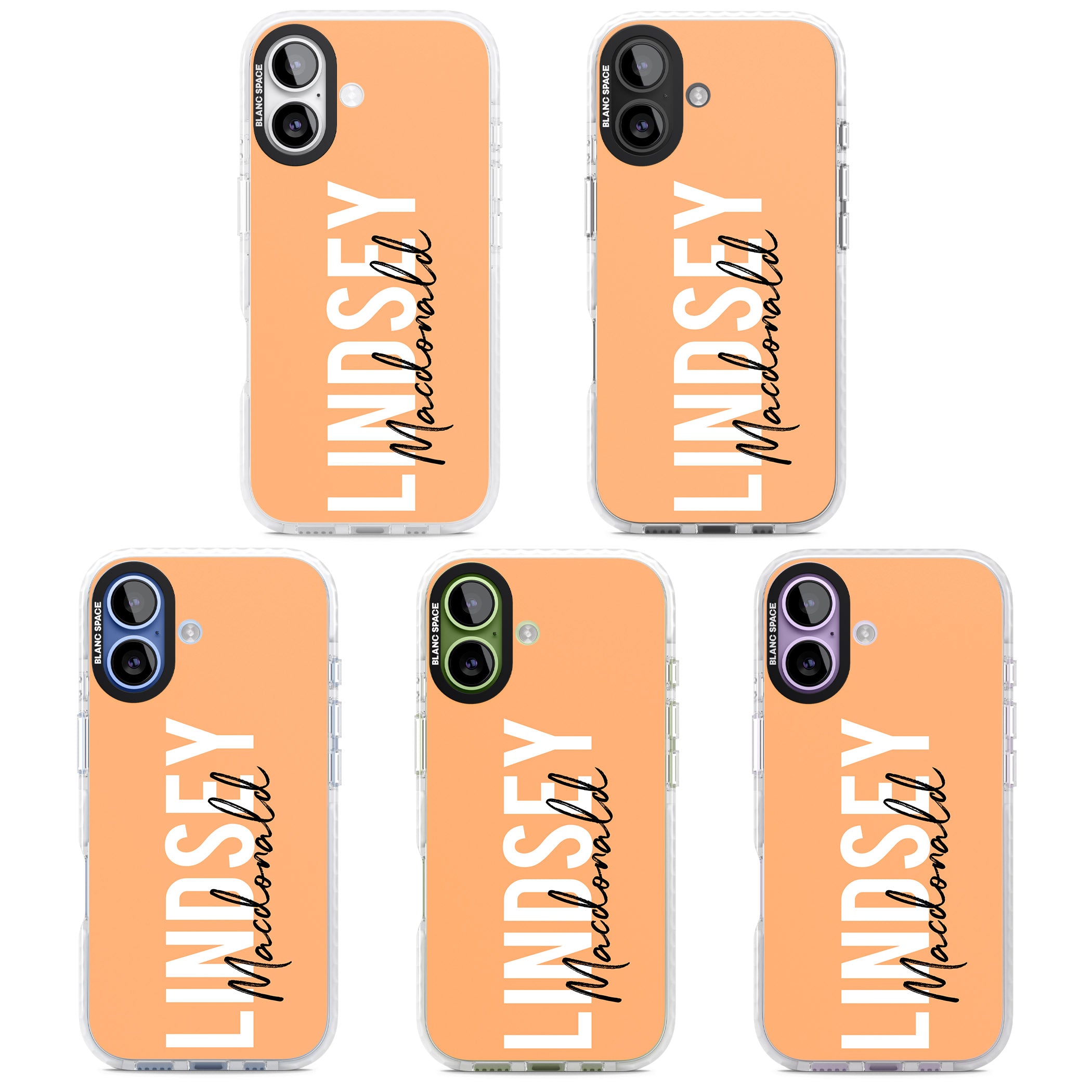 Personalised Bold Name: Peach iPhone 17 Impact Pro Clear Phone Case APT Impact Protection