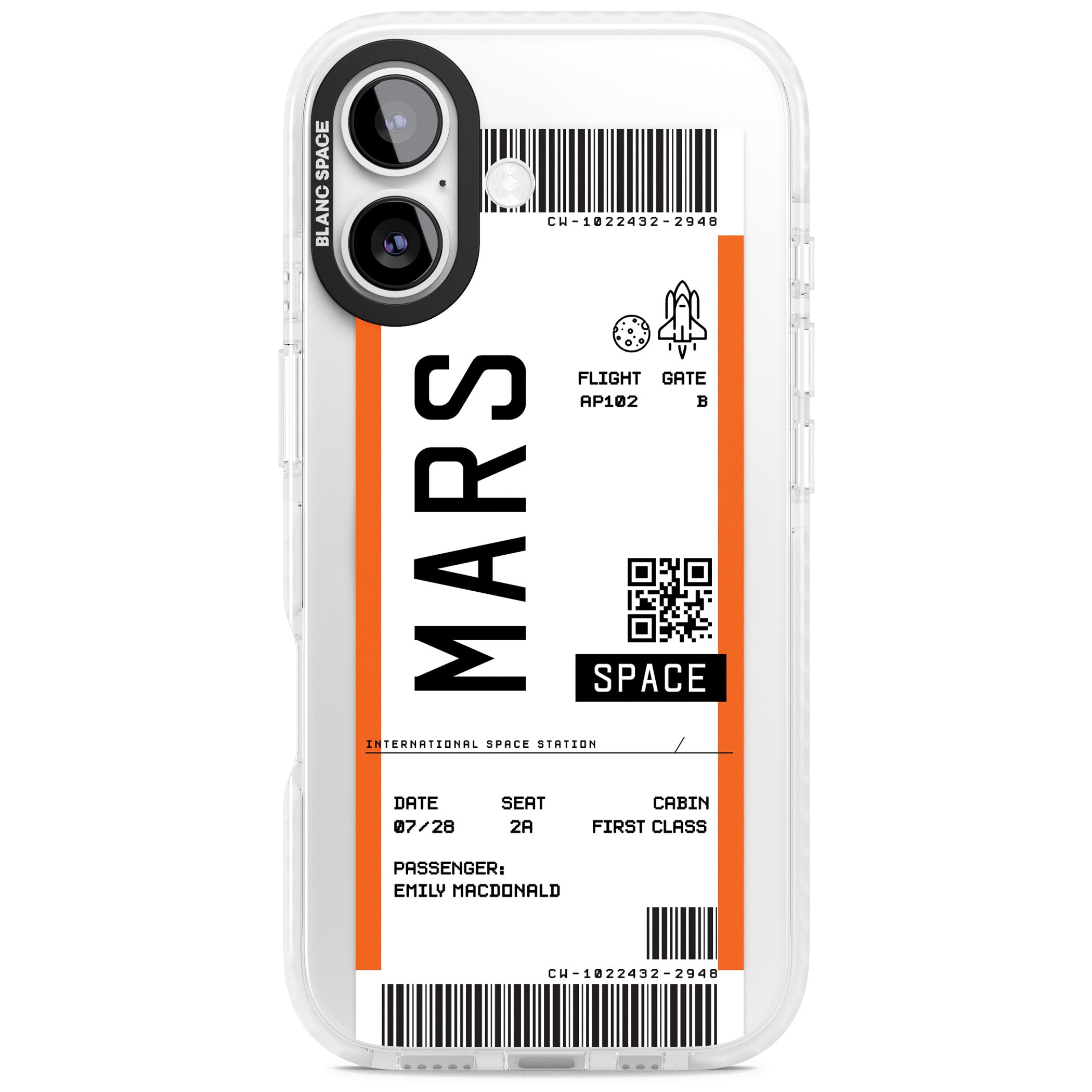 Personalised Mars Travel Ticket iPhone 17 Impact Pro Clear Phone Case
