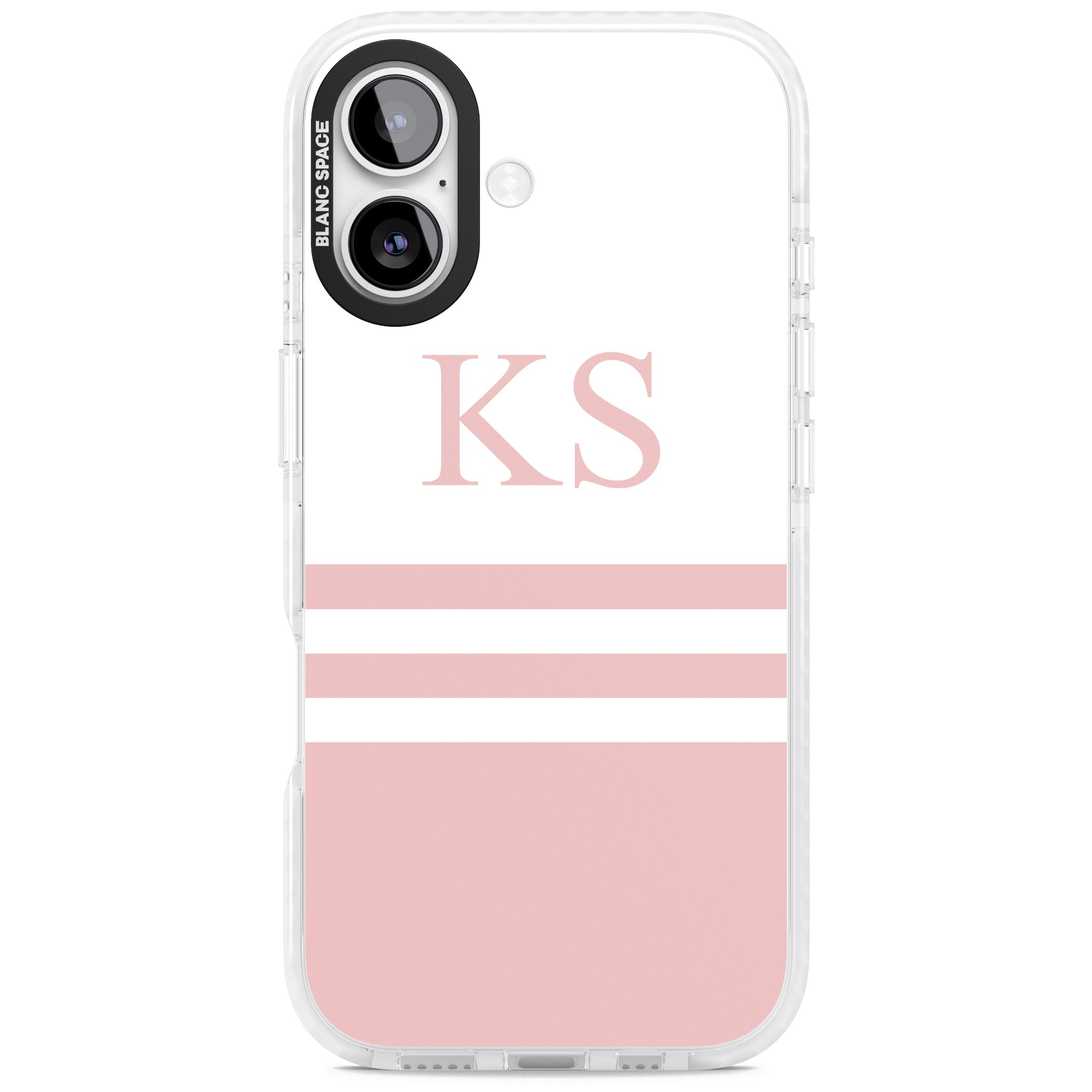 Personalised Pink Stripes & Initials iPhone 17 Impact Pro Clear Phone Case