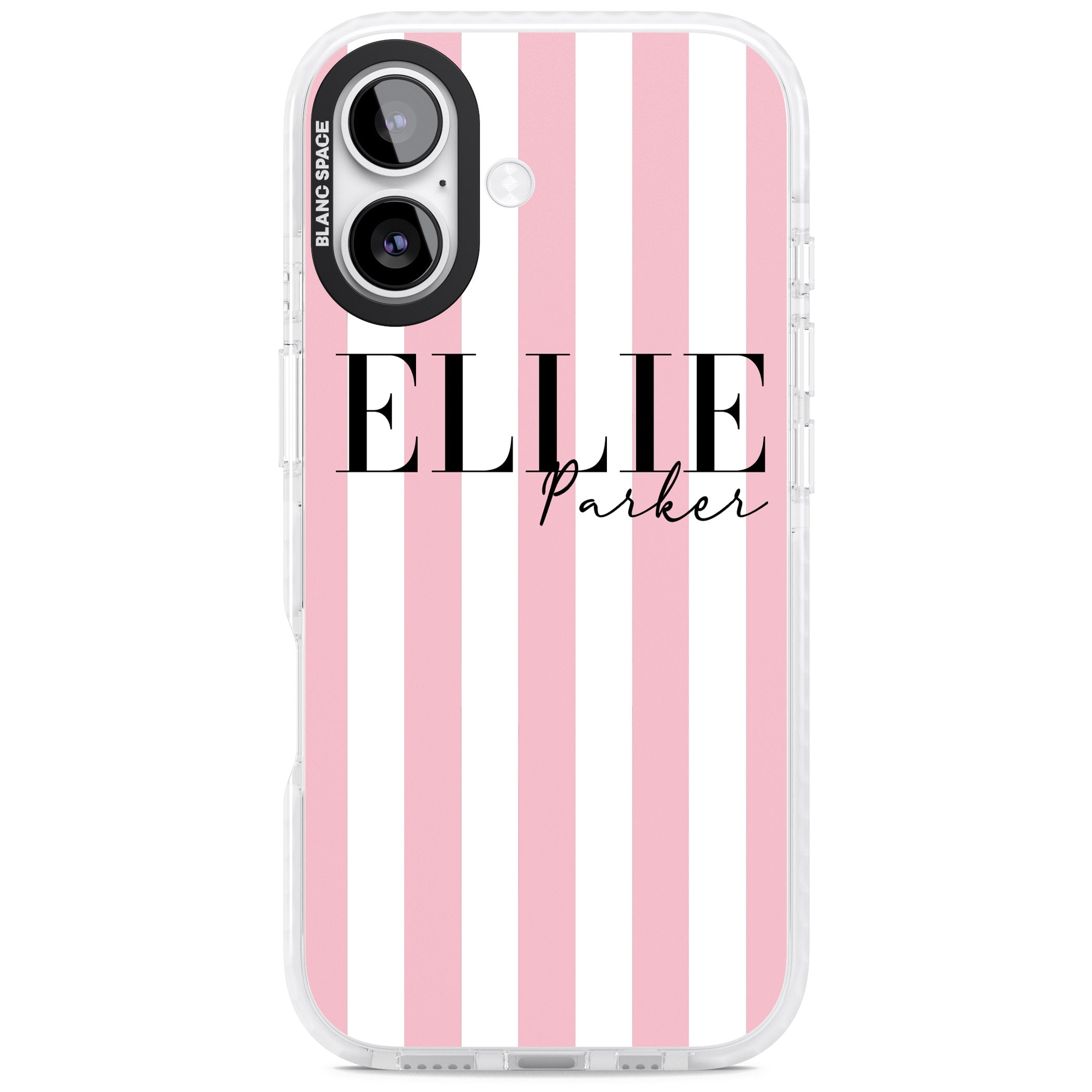 Personalised Pink Stripes iPhone 17 Impact Pro Clear Phone Case