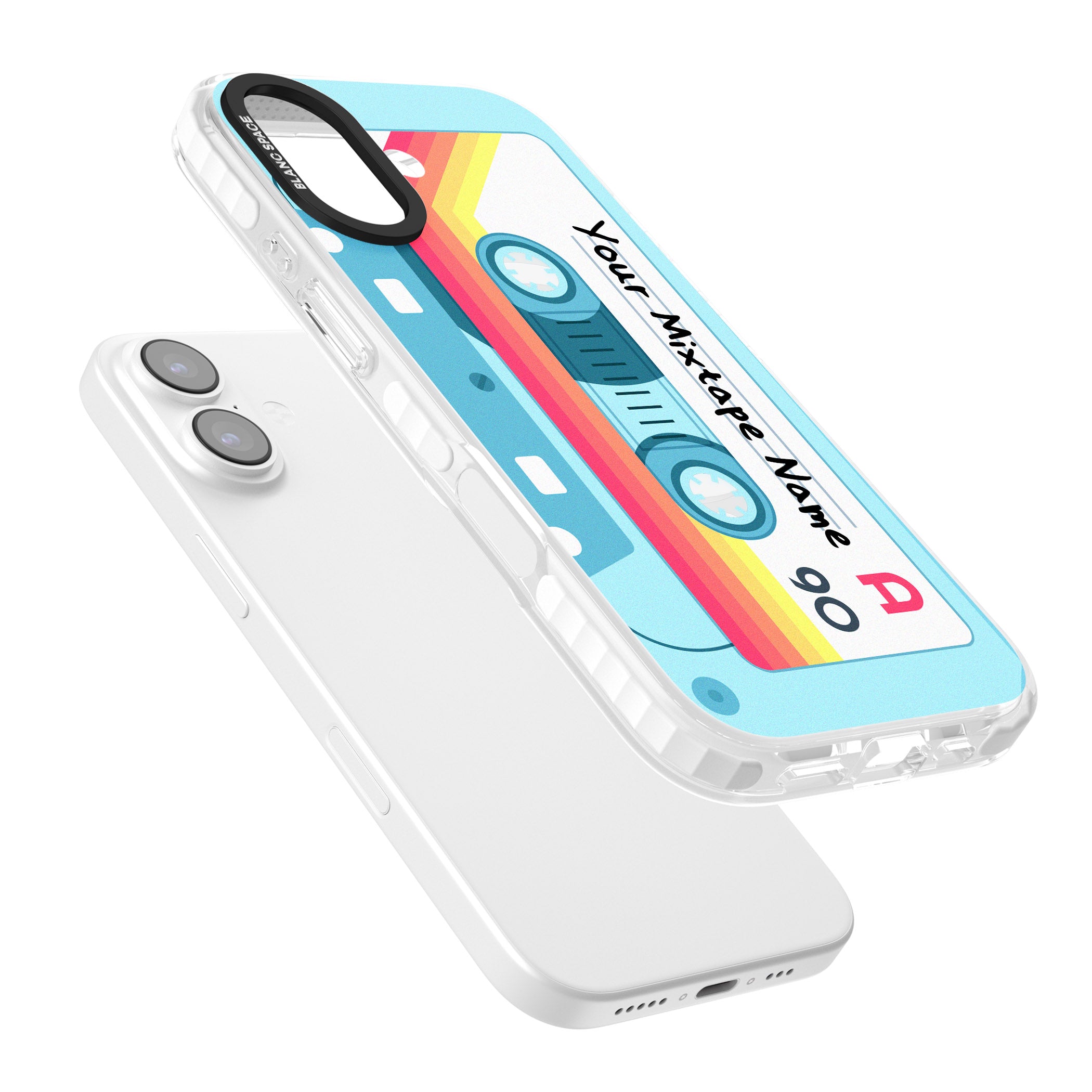 Personalised Retro Mixtape Sporty iPhone 17 Impact Pro Clear Phone Case Colours
