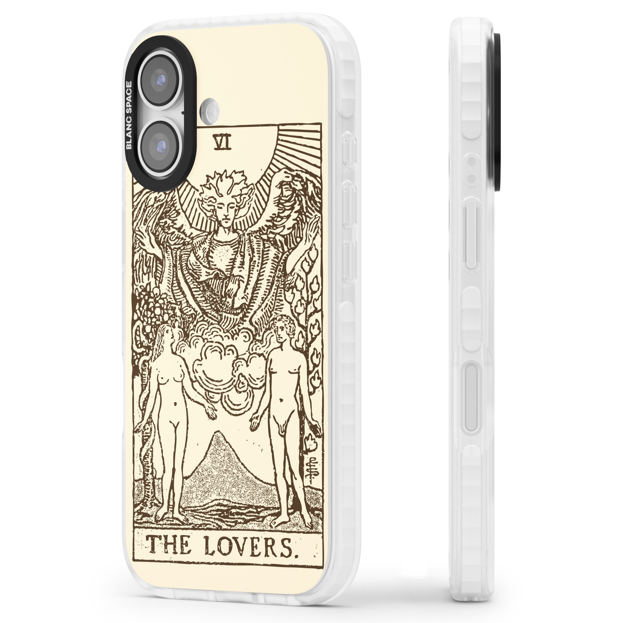 Personalised The Lovers Tarot Card (Cream) iPhone 17 Impact Pro Clear Phone Case Side Profile