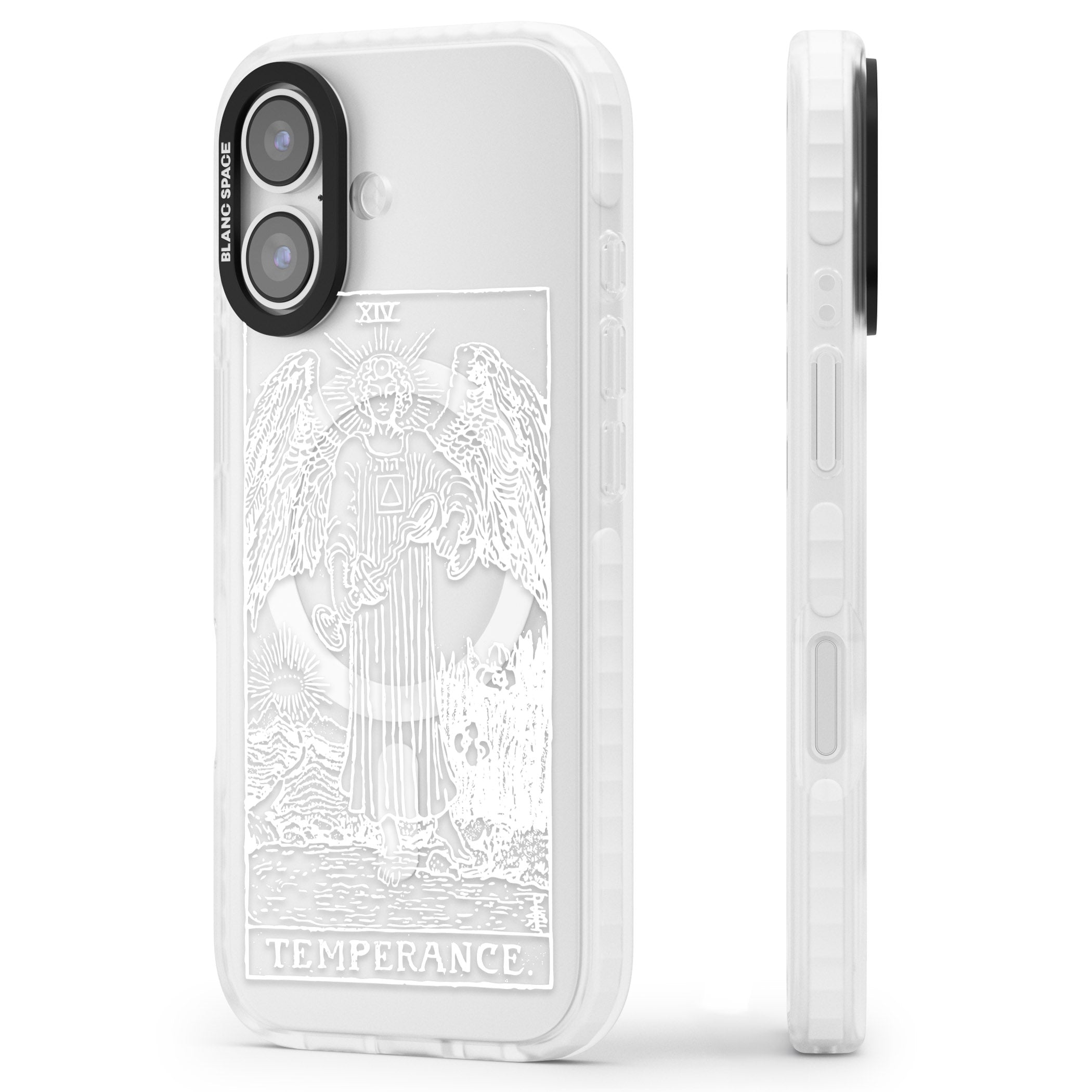 Personalised Temperance Tarot Card (White) iPhone 17 Impact Pro Clear Phone Case Side Profile