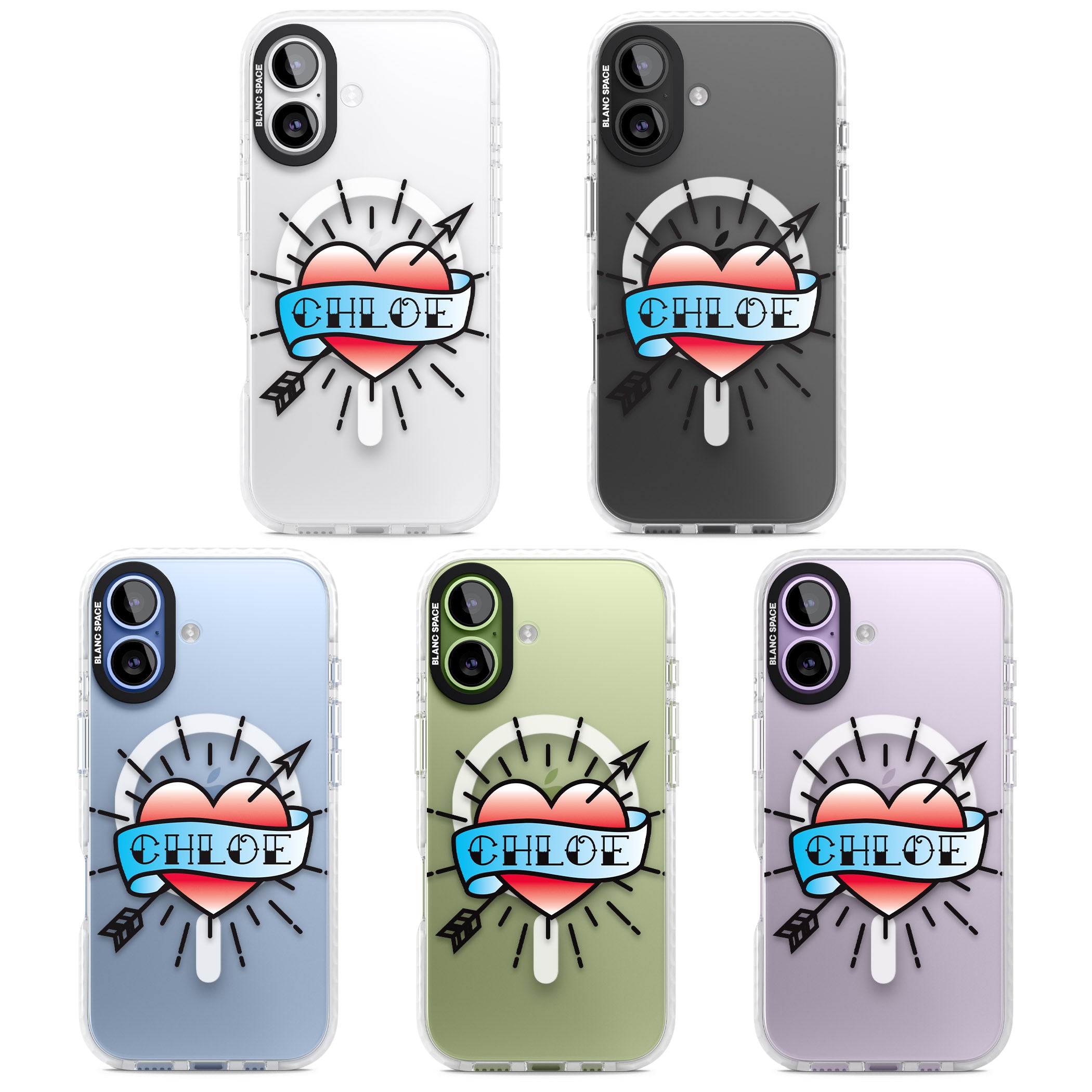 Personalised Heart Tattoo iPhone 17 Impact Pro Clear Phone Case APT Impact Protection