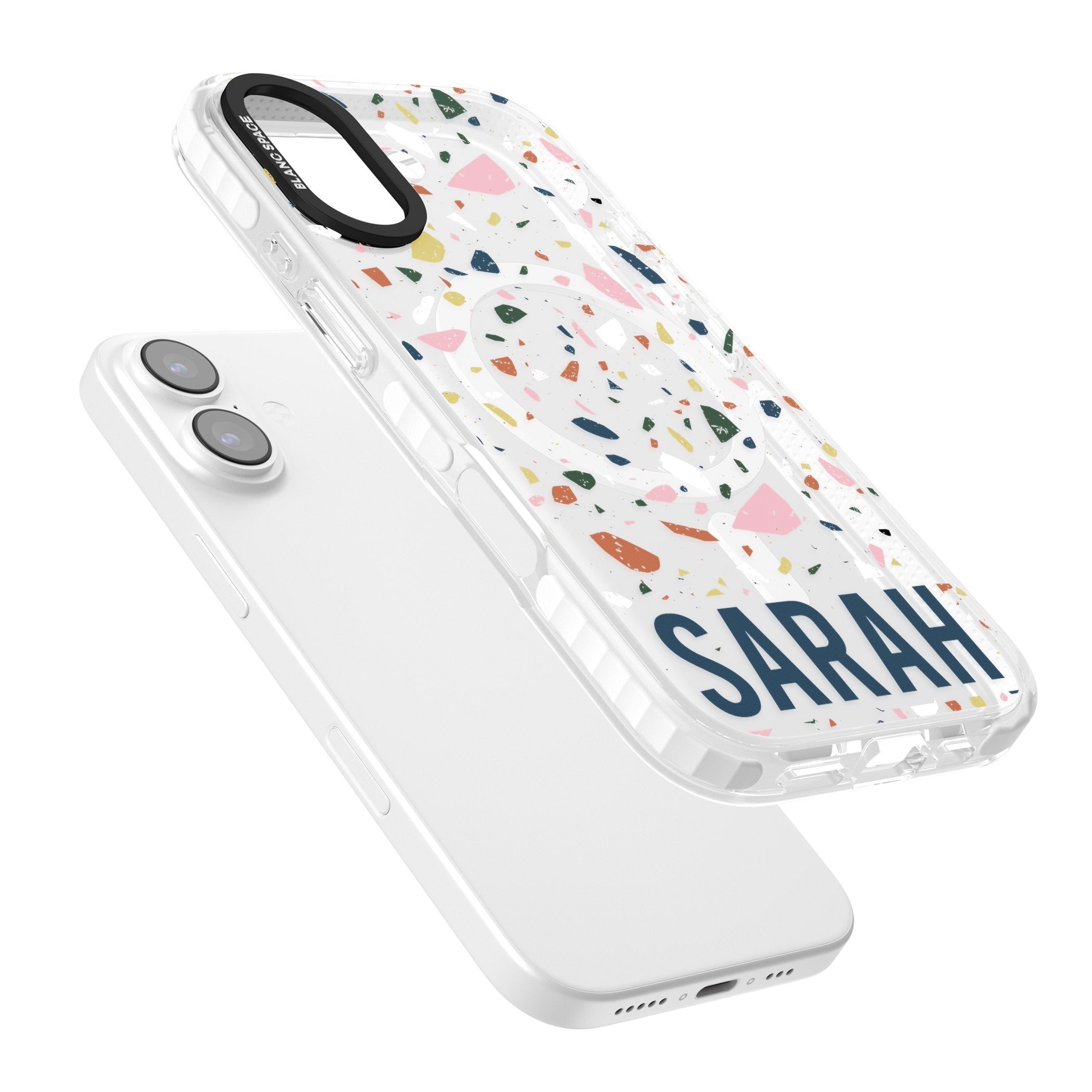 Personalised Terrazzo iPhone 17 Impact Pro Clear Phone Case Colours