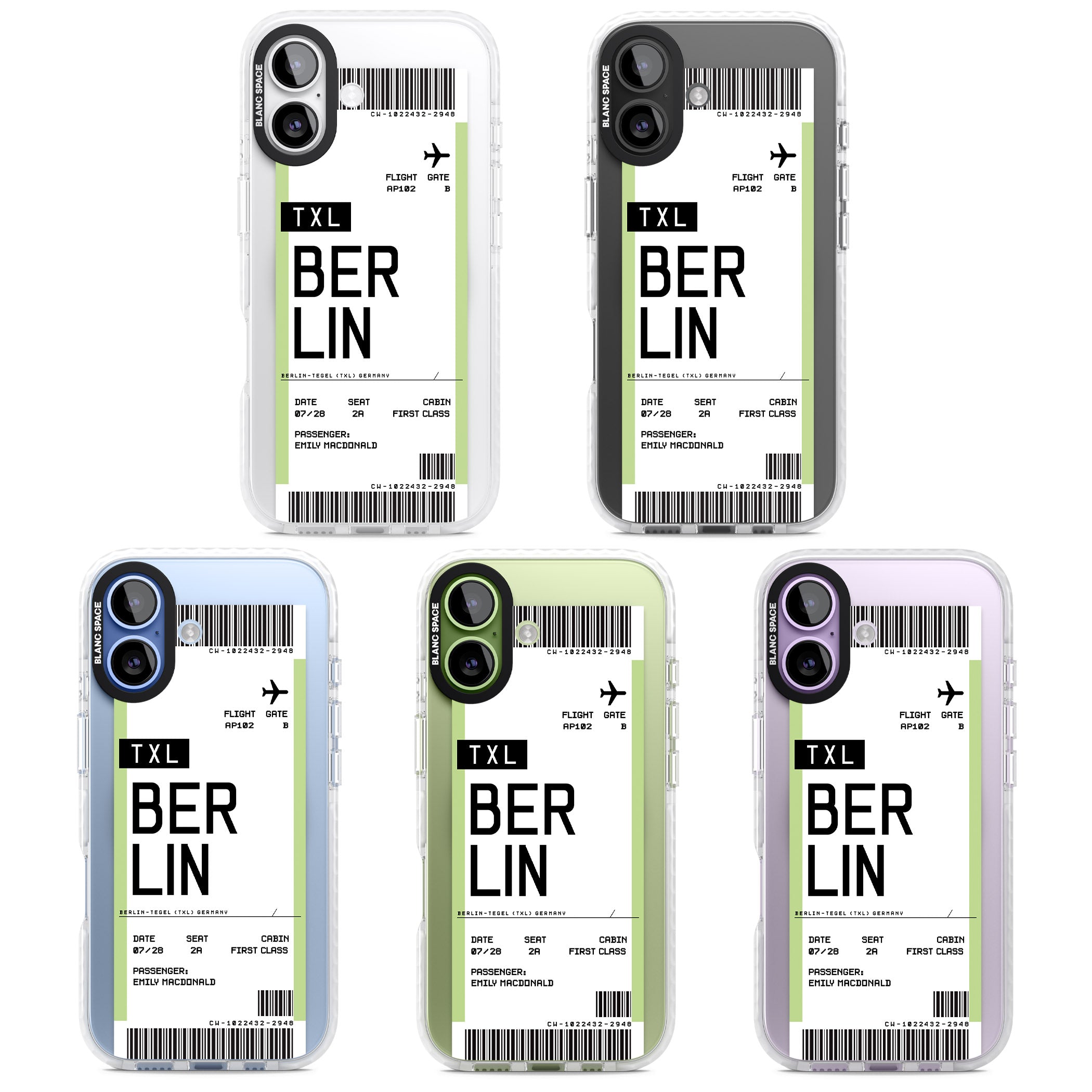 Personalised Berlin Boarding Pass iPhone 17 Impact Pro Clear Phone Case APT Impact Protection